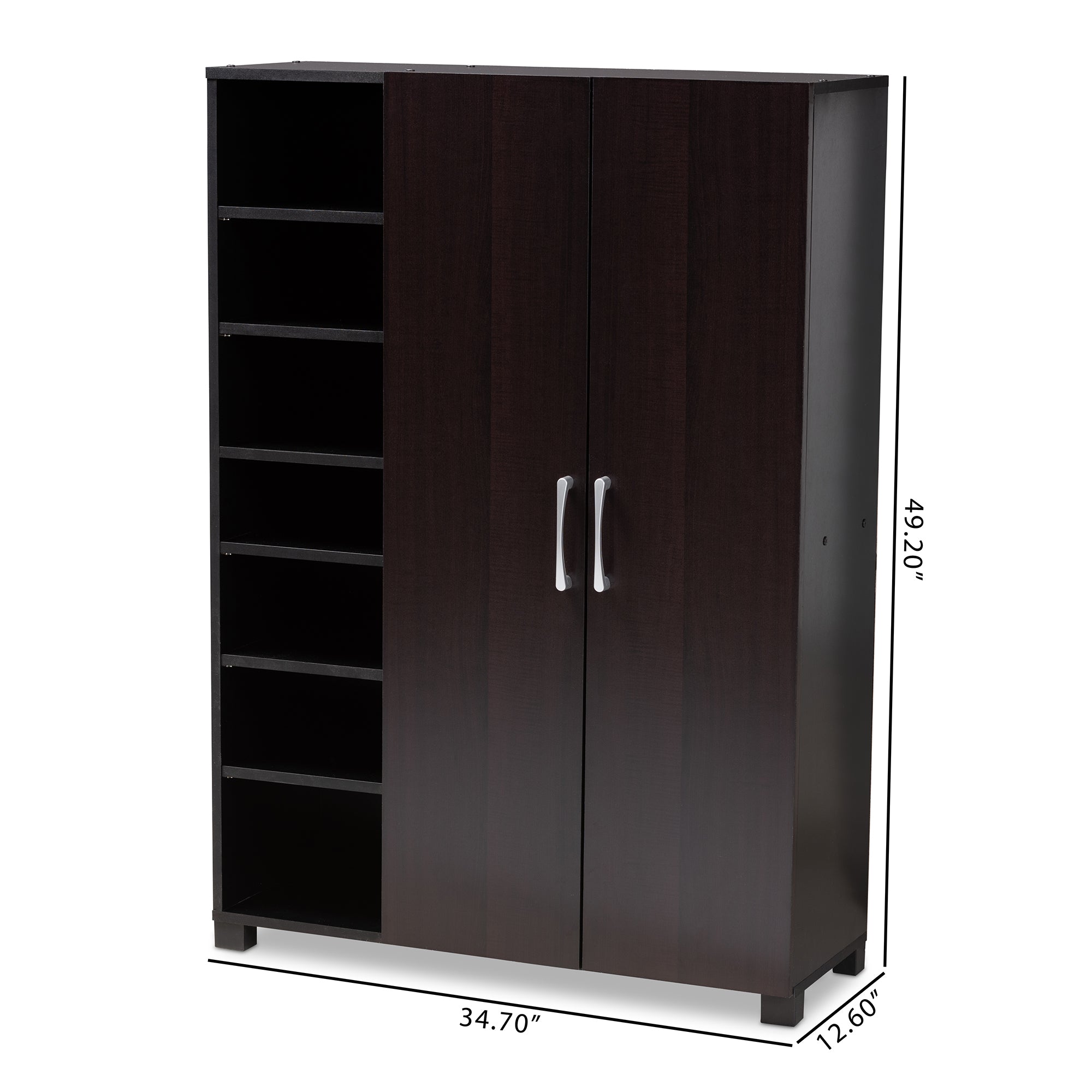 Baxton Studio Marine Modern and Contemporary Two-Tone Wenge and Black Finished 2-Door Wood Entryway Shoe Storage Cabinet with Open Shelves