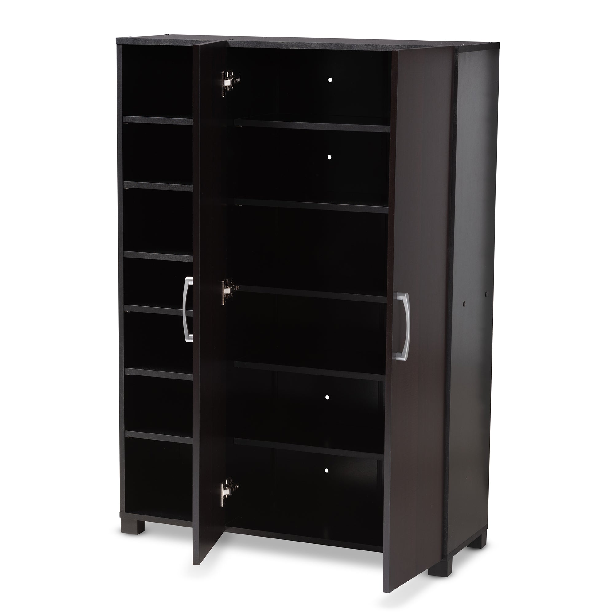 Baxton Studio Marine Modern and Contemporary Two-Tone Wenge and Black Finished 2-Door Wood Entryway Shoe Storage Cabinet with Open Shelves