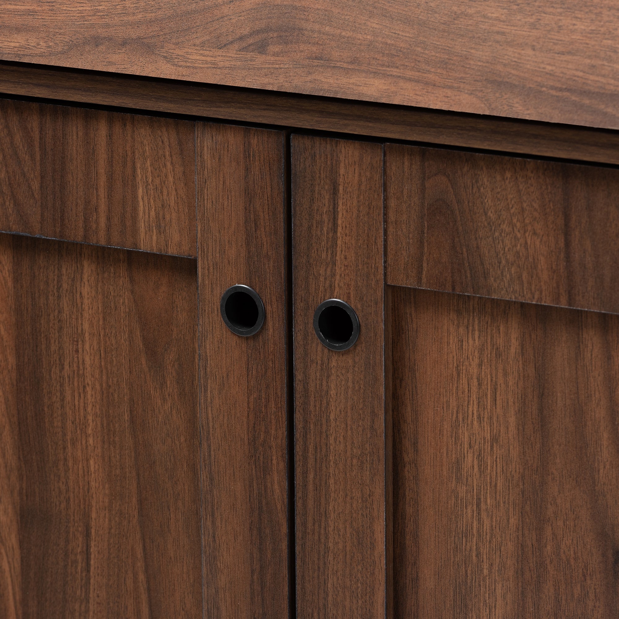 Baxton Studio Cormier Mid-Century Modern Walnut Brown finished 2-Door Wood Entryway Shoe Storage Cabinet