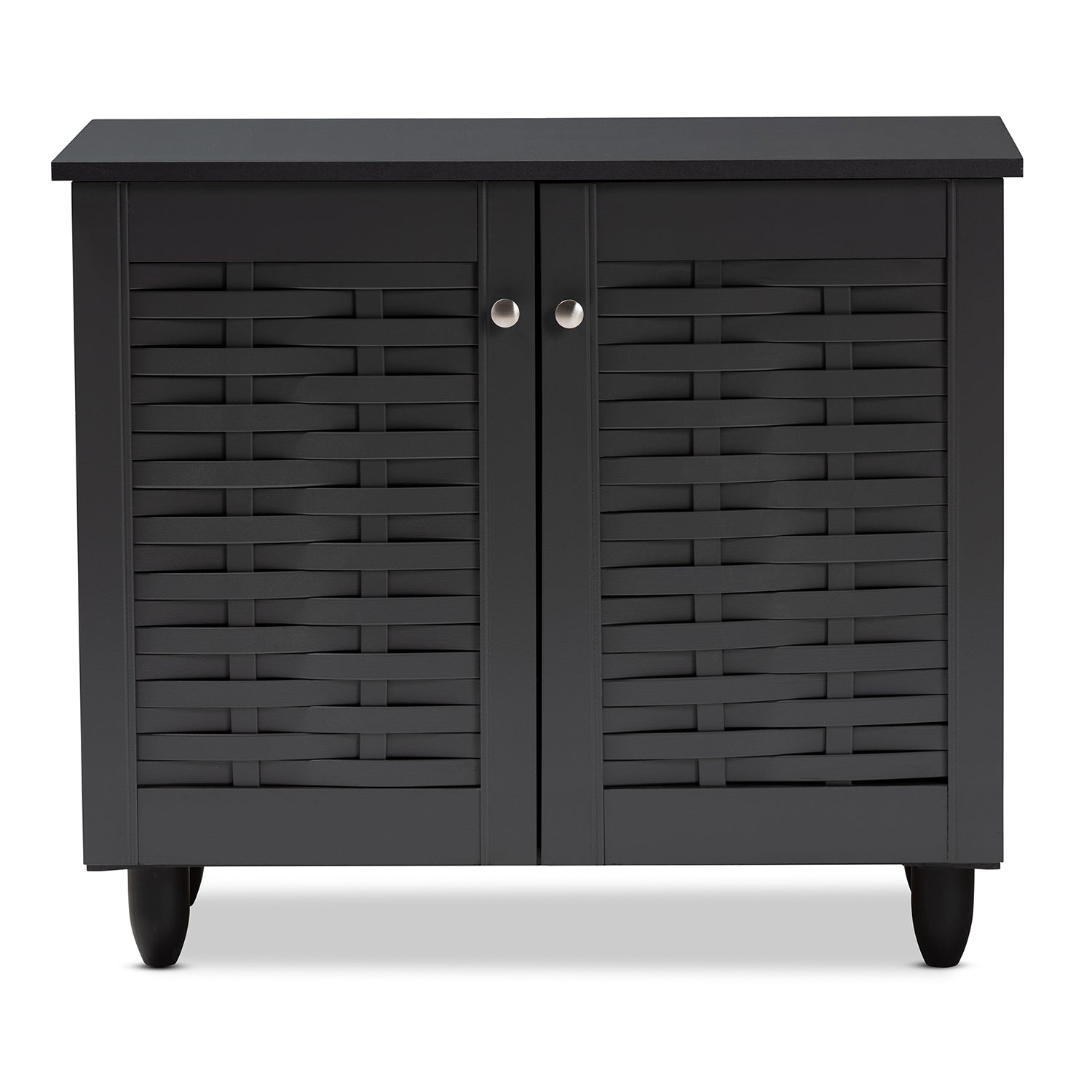 Baxton Studio Winda Modern and Contemporary Dark Gray 2-Door Wooden Entryway Shoe Storage Cabinet