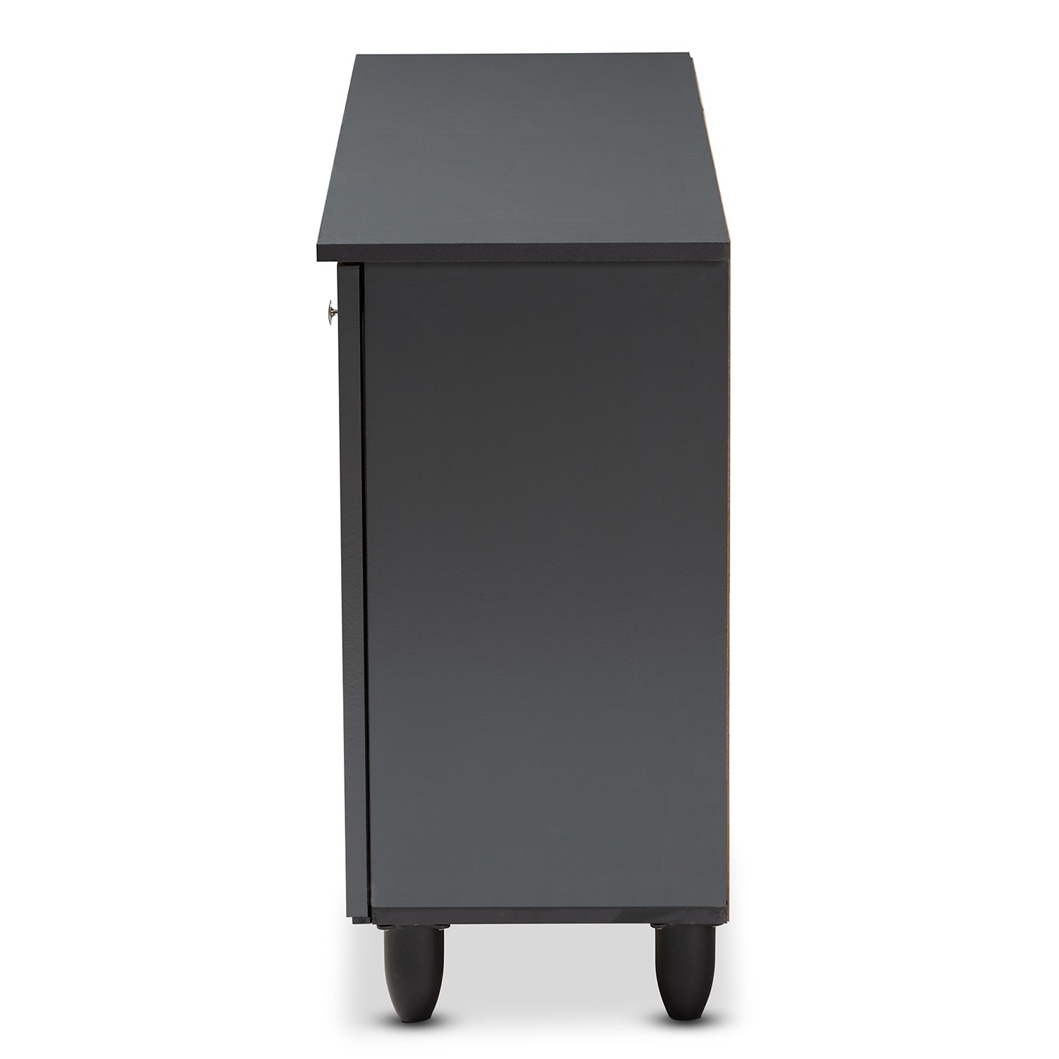 Baxton Studio Fernanda Modern and Contemporary Dark Gray 3-Door Wooden Entryway Shoe Storage Wide Cabinet