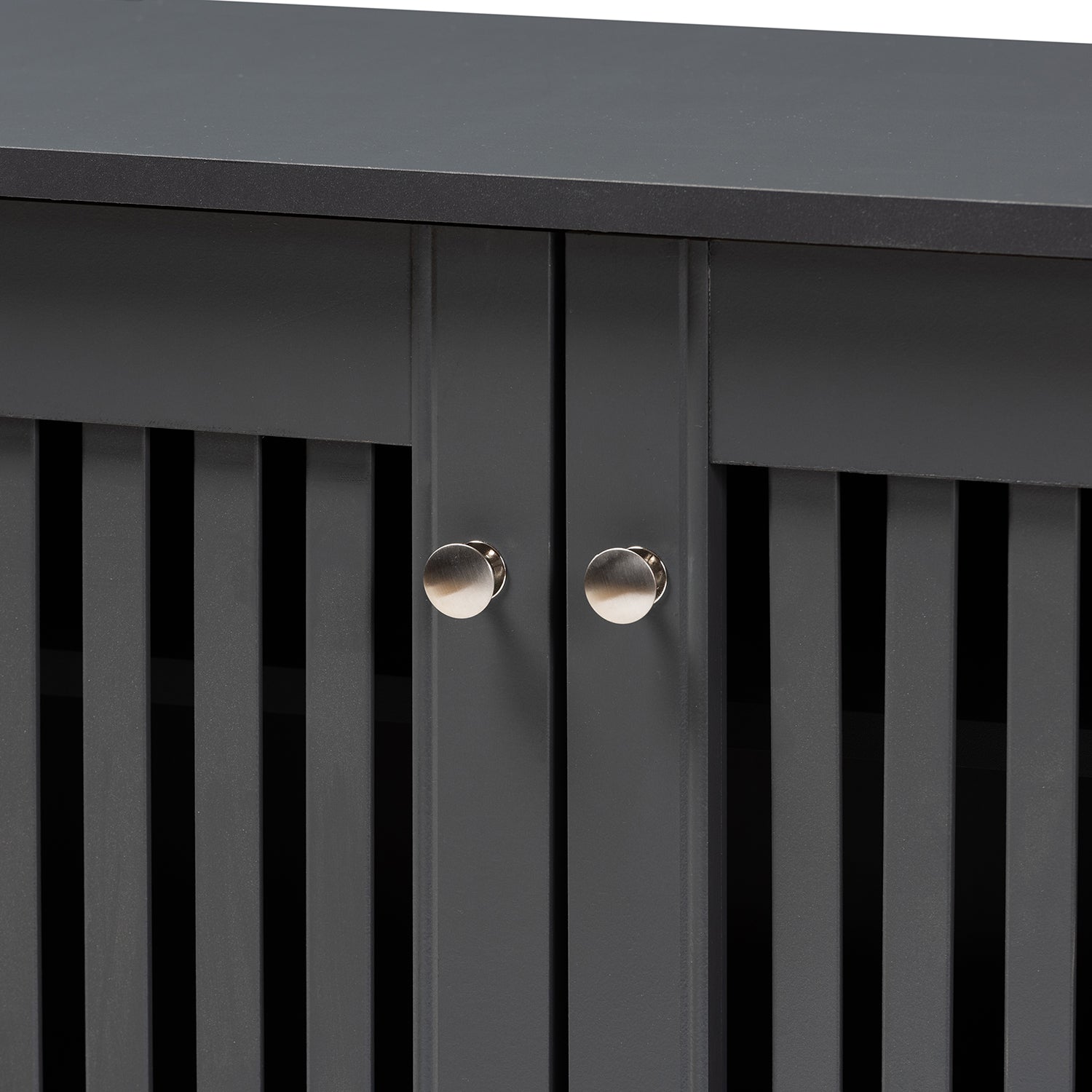 Baxton Studio Fernanda Modern and Contemporary Dark Gray 3-Door Wooden Entryway Shoe Storage Wide Cabinet