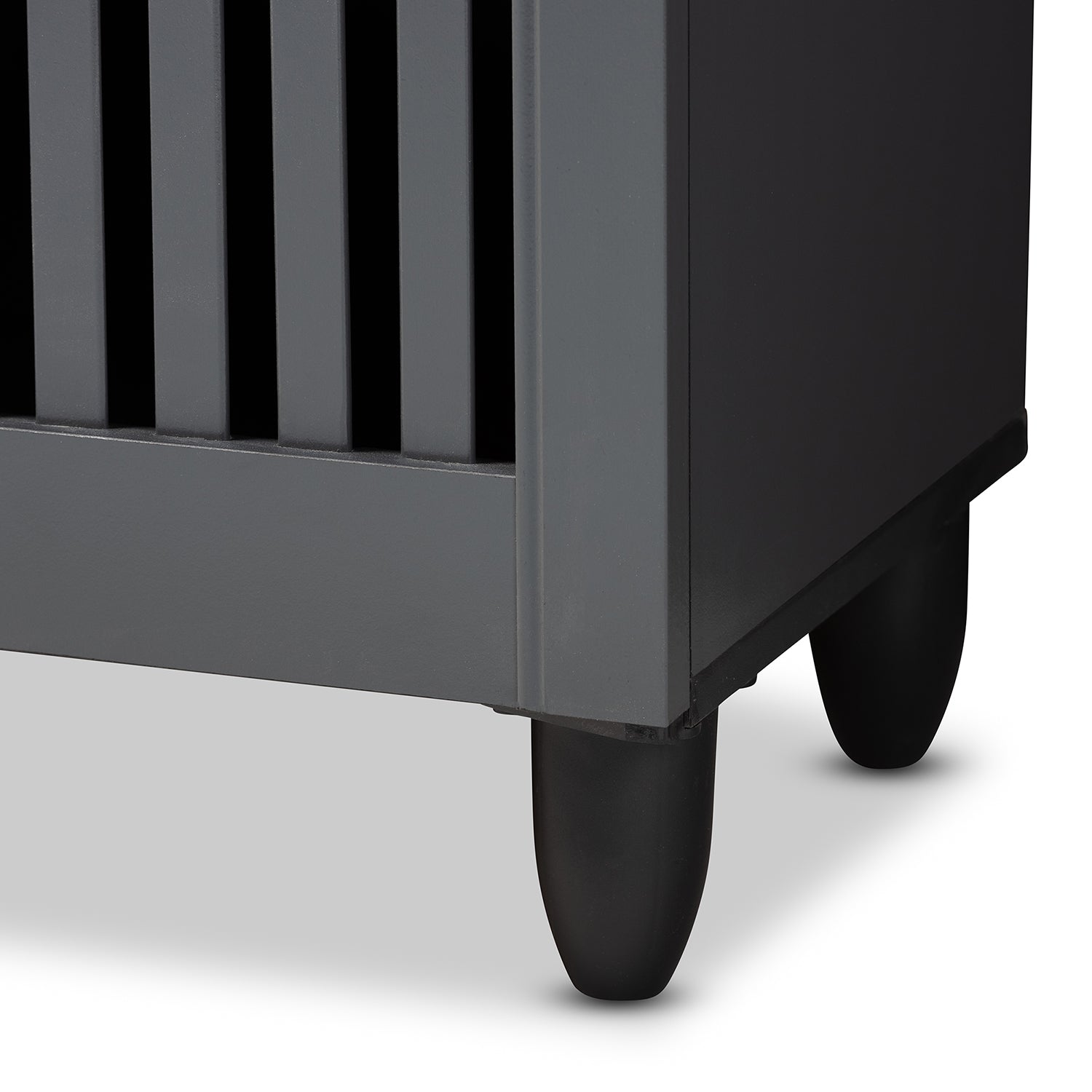Baxton Studio Fernanda Modern and Contemporary Dark Gray 3-Door Wooden Entryway Shoe Storage Wide Cabinet