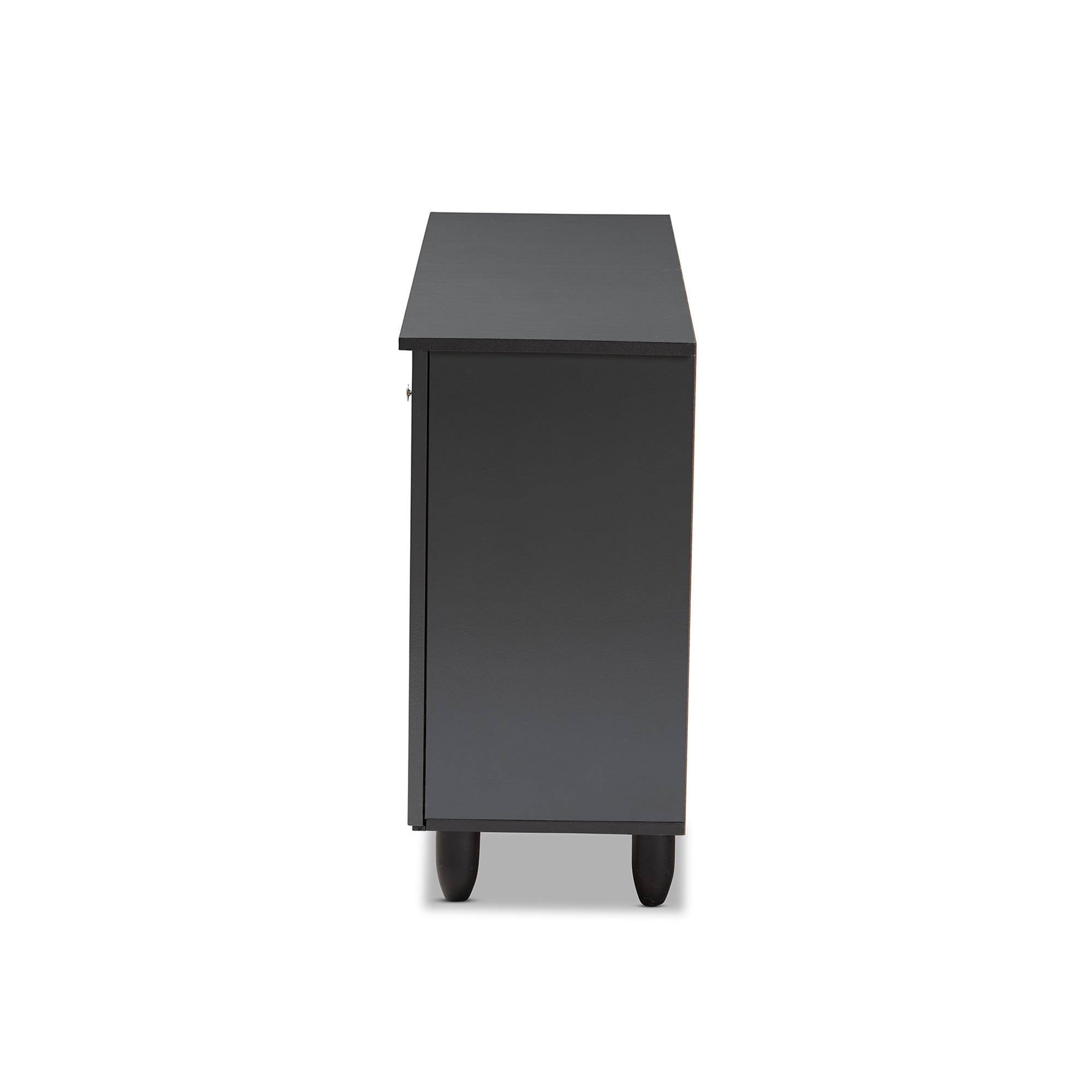 Baxton Studio Winda Modern and Contemporary Dark Gray 3-Door Wooden Entryway Shoe Storage Cabinet