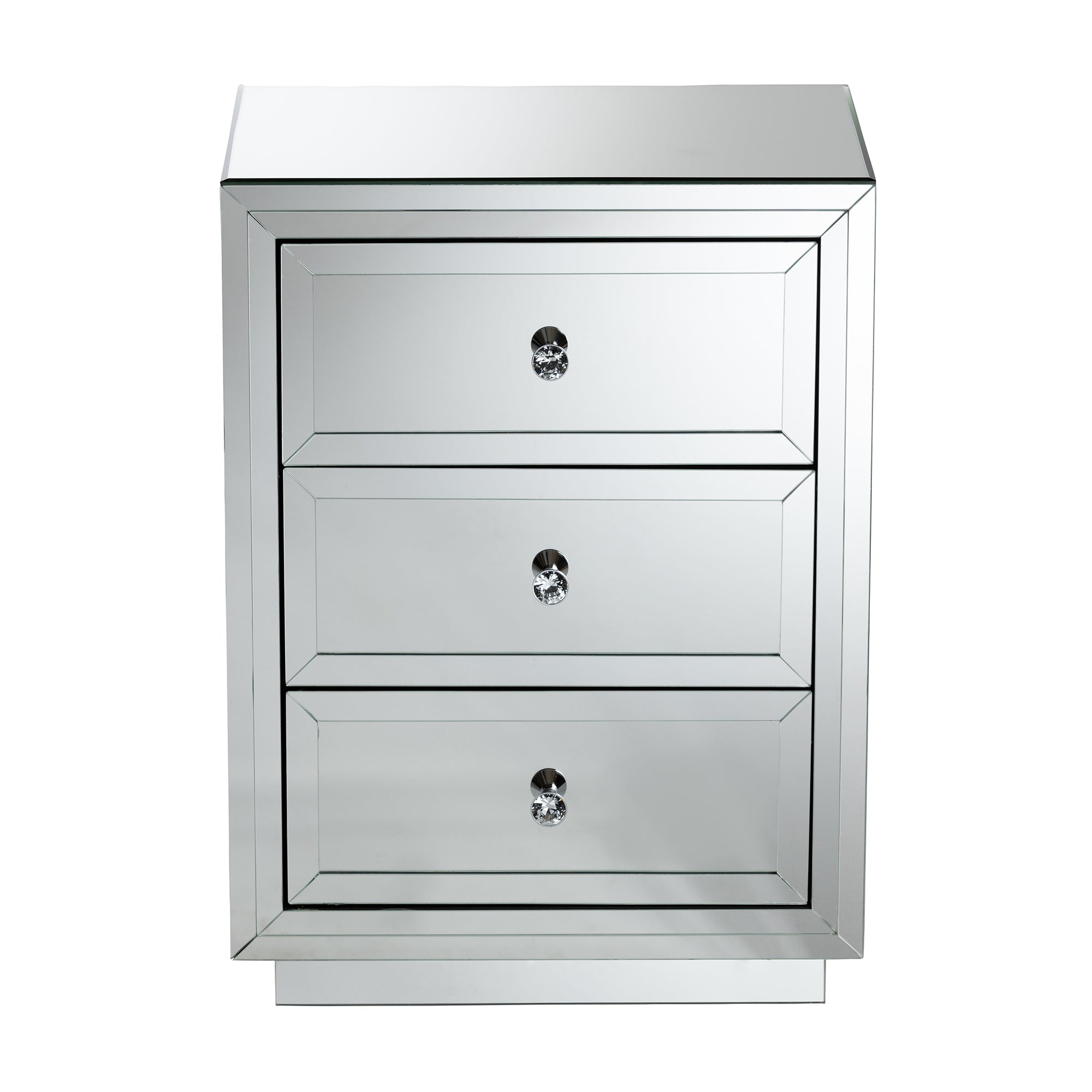 Baxton Studio Lina Modern and Contemporary Hollywood Regency Glamour Style Mirrored 3-Drawer End Table End Table