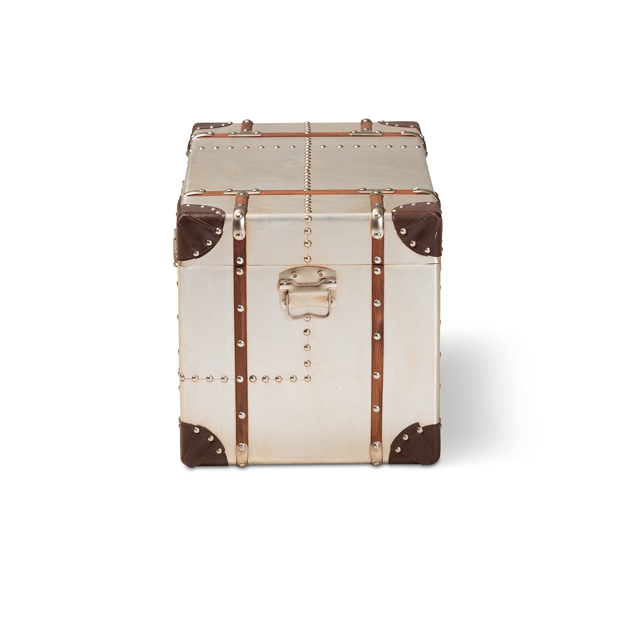 Baxton Studio Bechet French Industrial Silver Metal Storage Trunk