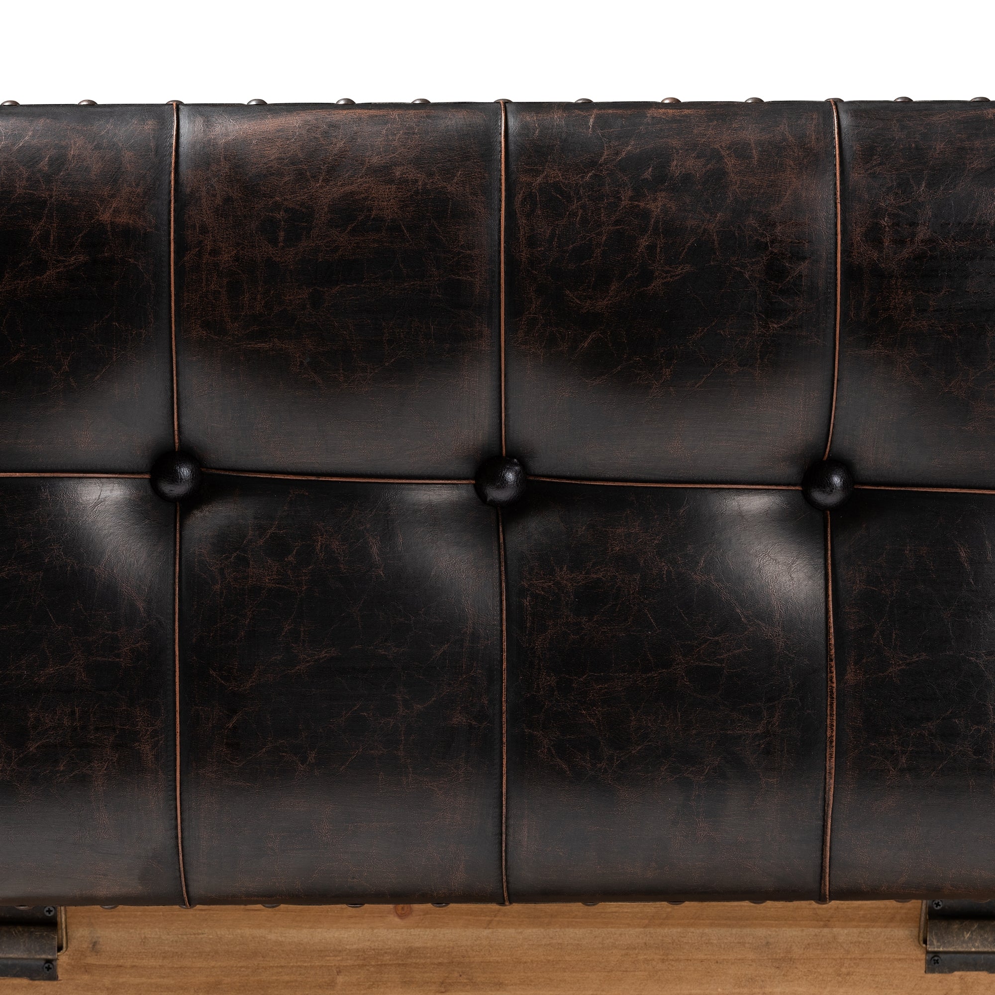 Baxton Studio Marelli Rustic Dark Brown Faux Leather Upholstered 2-Piece Wood Storage Trunk Ottoman Set
