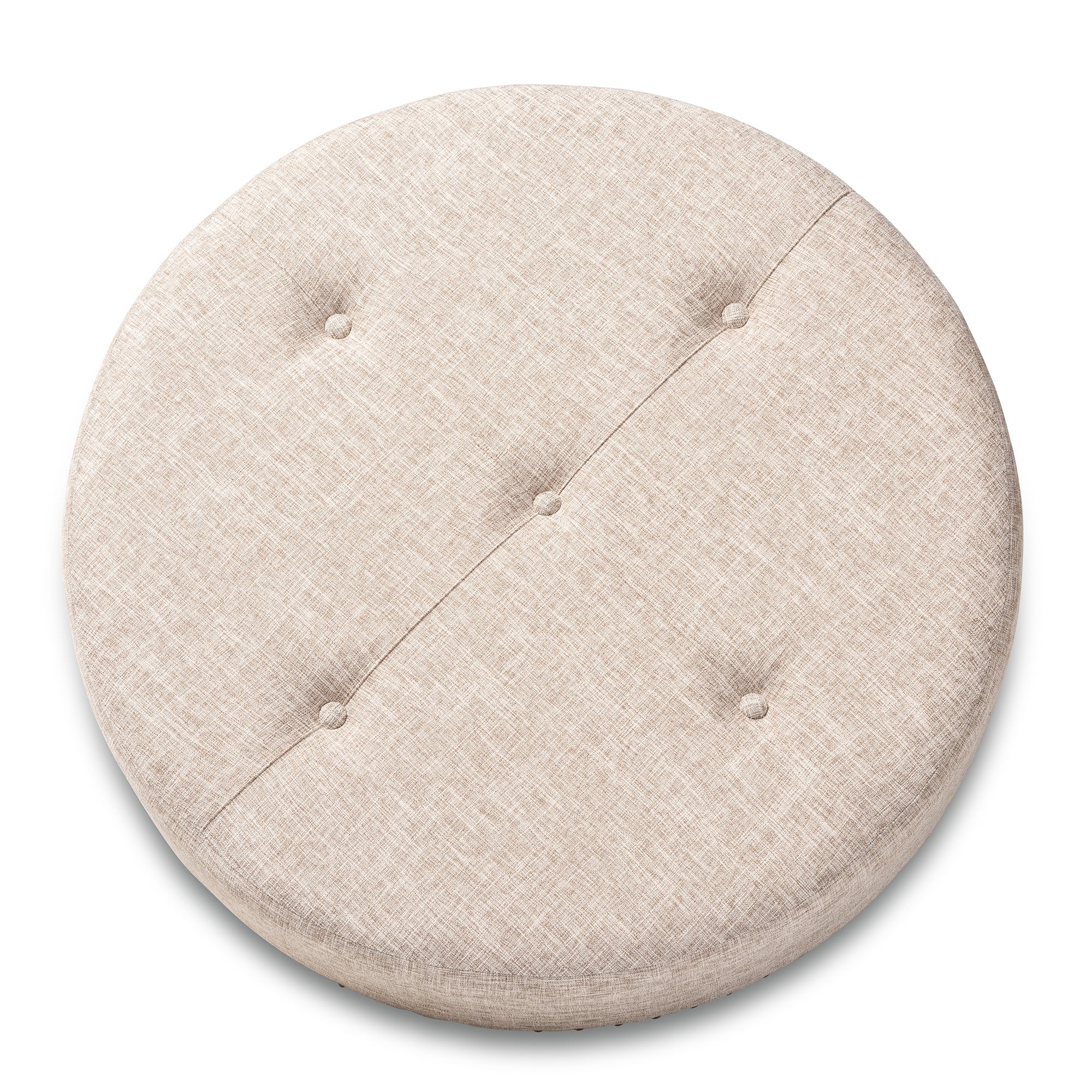 Baxton Studio Vinet Modern and Contemporary Beige Fabric Upholstered Natural Wood Cocktail Ottoman