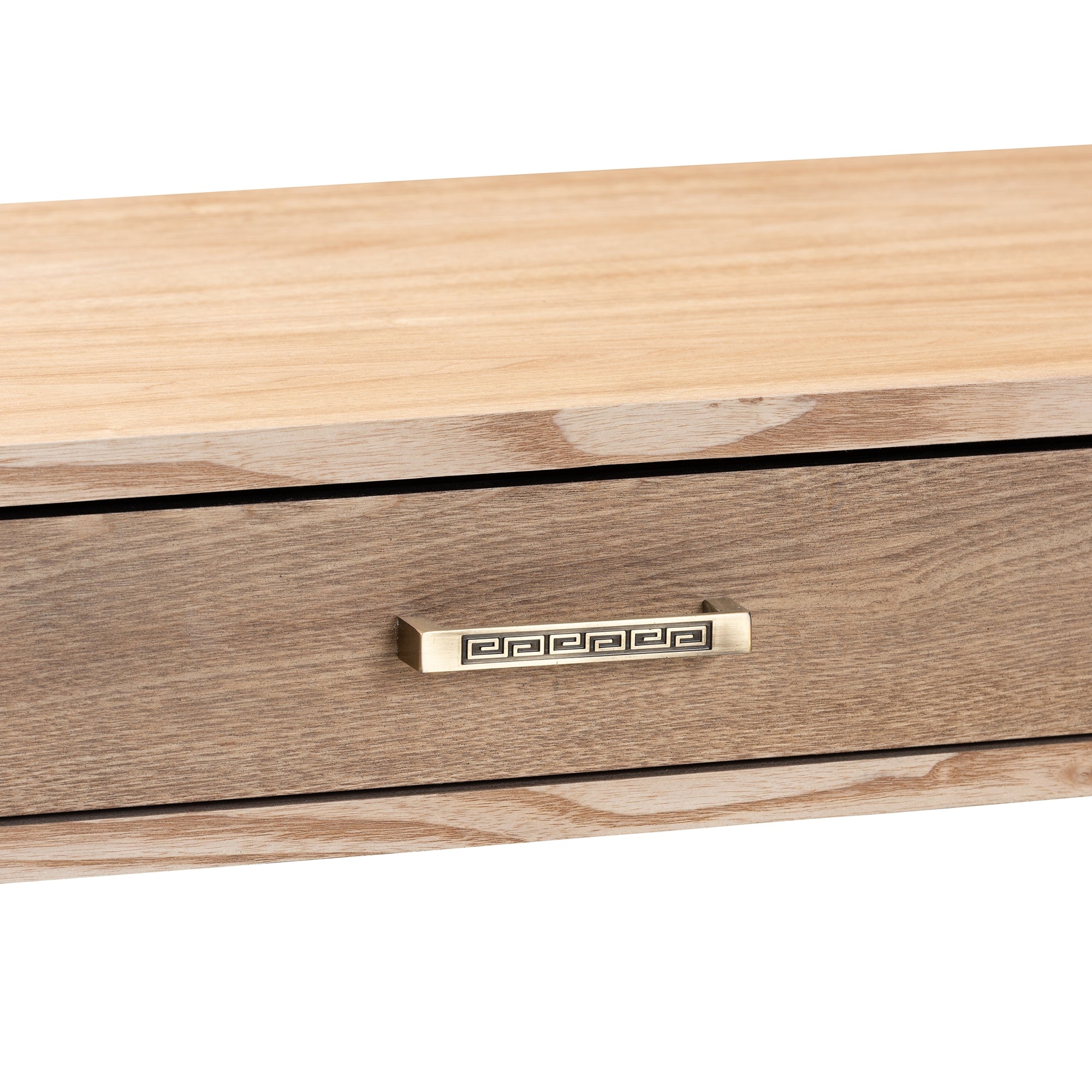 Baxton Studio Lafoy Modern and Contemporary Natural Brown Finished Wood and Gold Finished 2-Drawer Console Table
