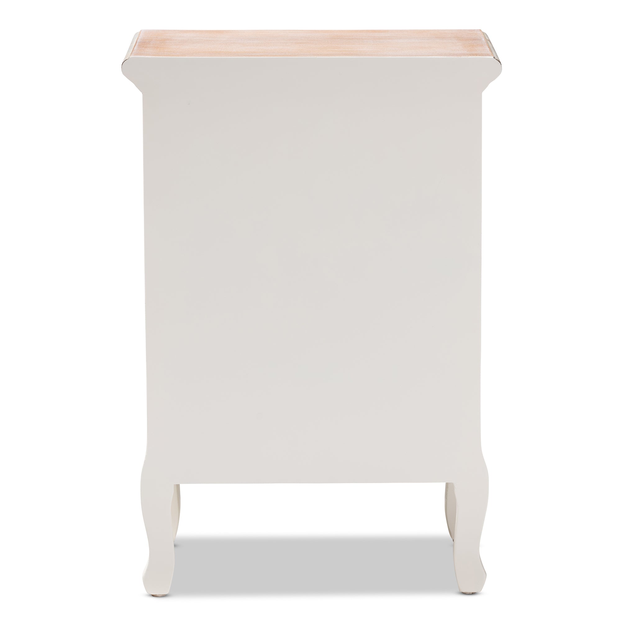 Baxton Studio Capucine Antique French Country Cottage Two Tone Natural Whitewashed Oak and White Finished Wood 3-Drawer End Table