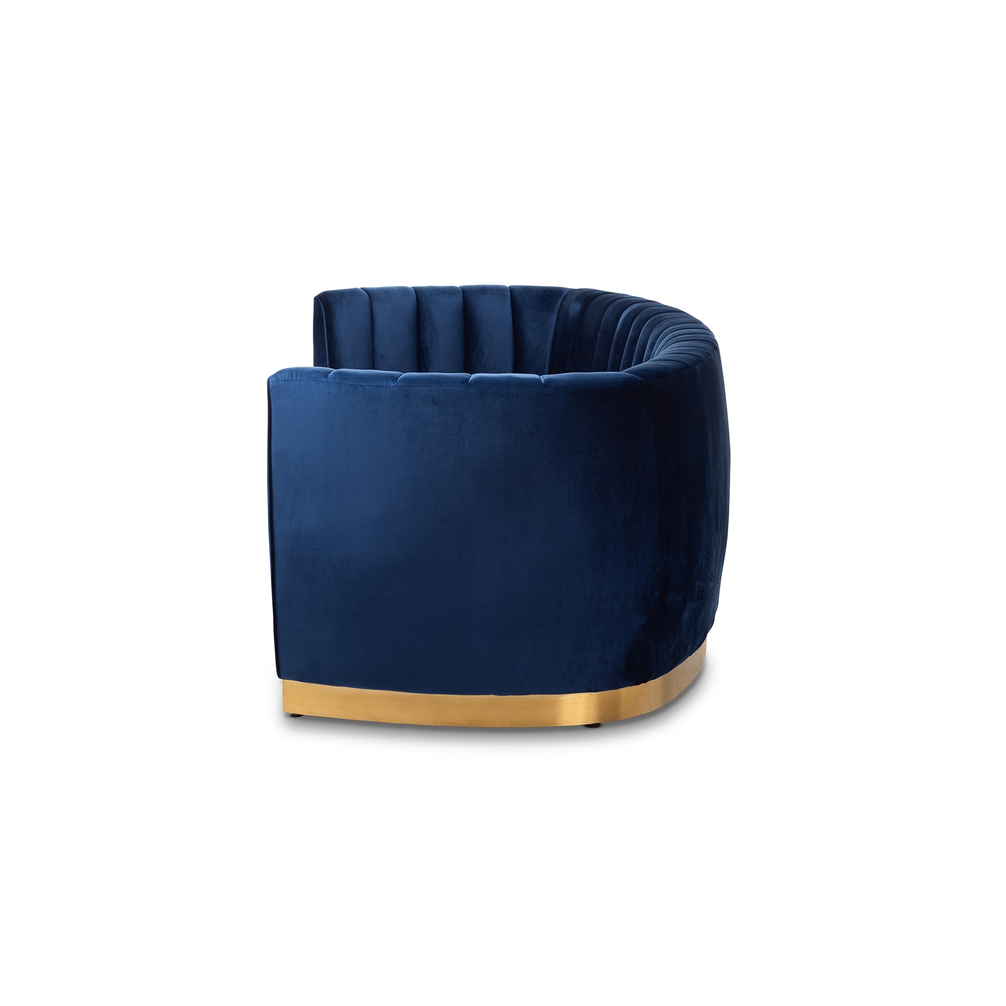 Baxton Studio Milena Glam Royal Blue Velvet Fabric Upholstered Gold-Finished Sofa