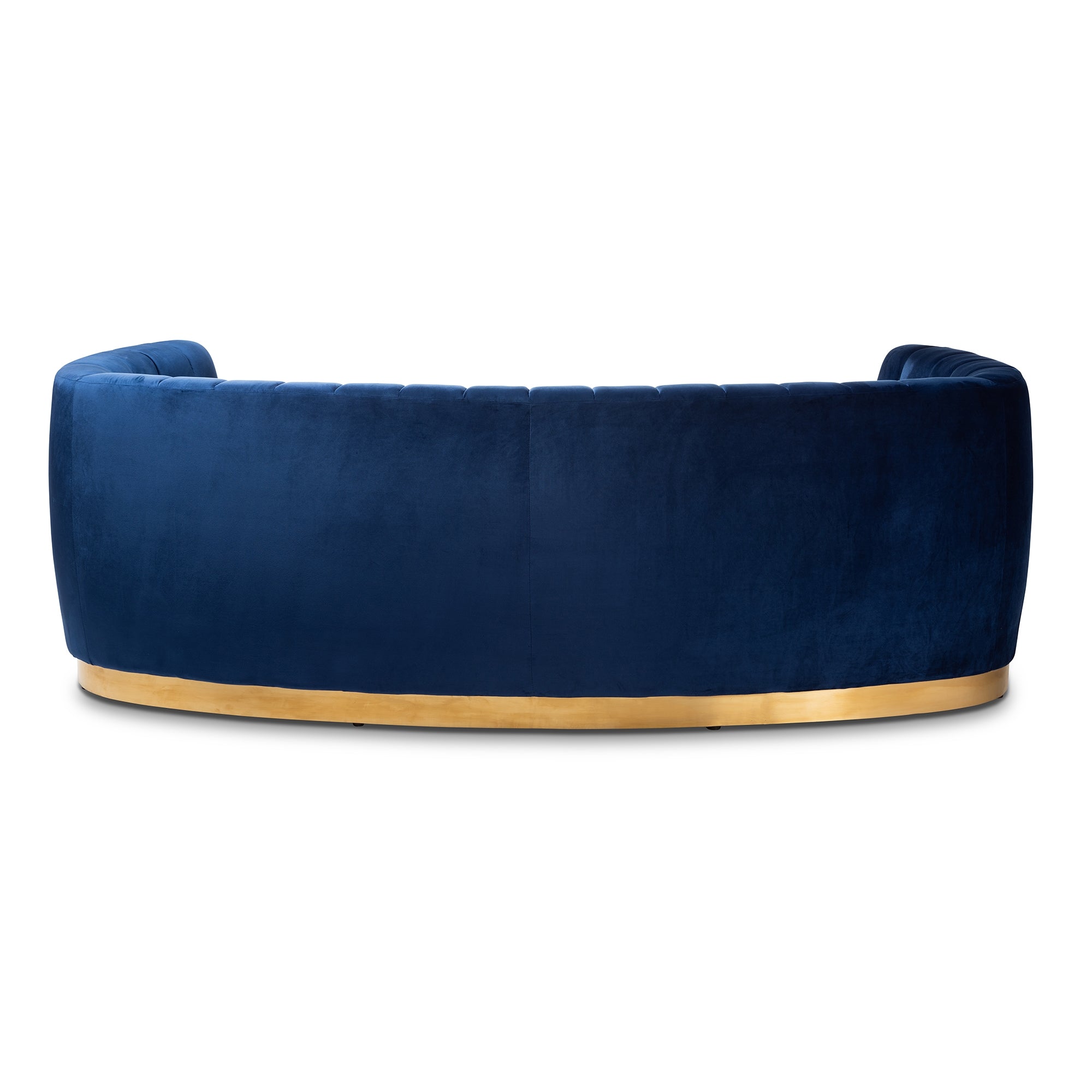 Baxton Studio Milena Glam Royal Blue Velvet Fabric Upholstered Gold-Finished Sofa