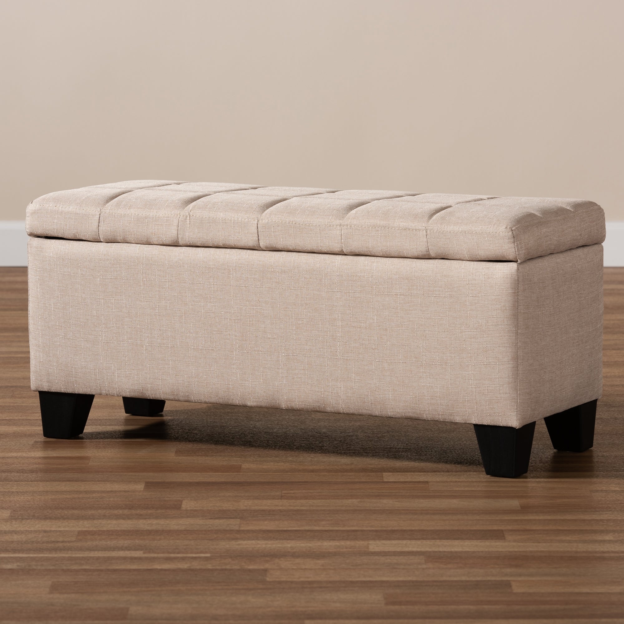 Baxton Studio Fera Modern and Contemporary Beige Fabric Upholstered Storage Ottoman