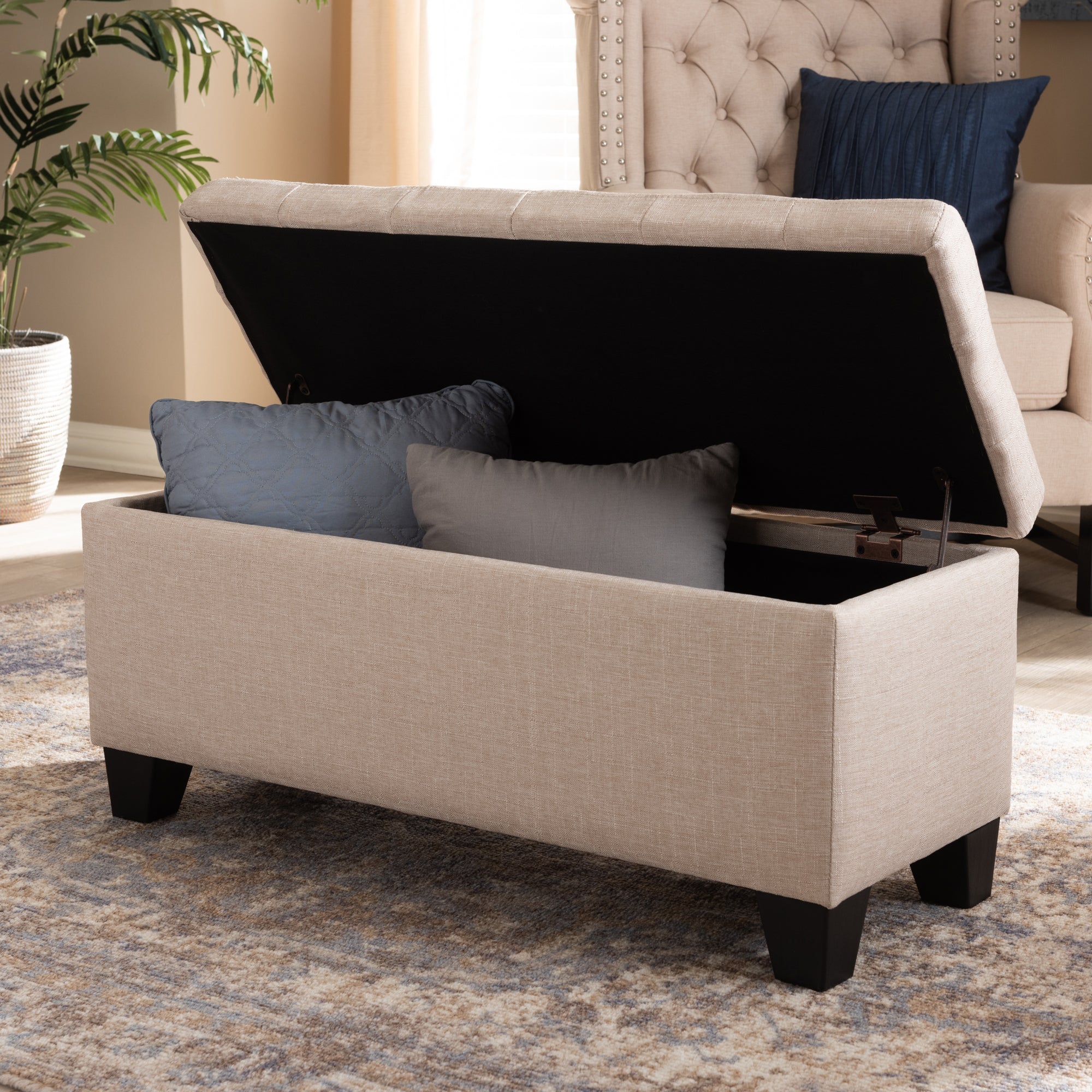 Baxton Studio Fera Modern and Contemporary Beige Fabric Upholstered Storage Ottoman