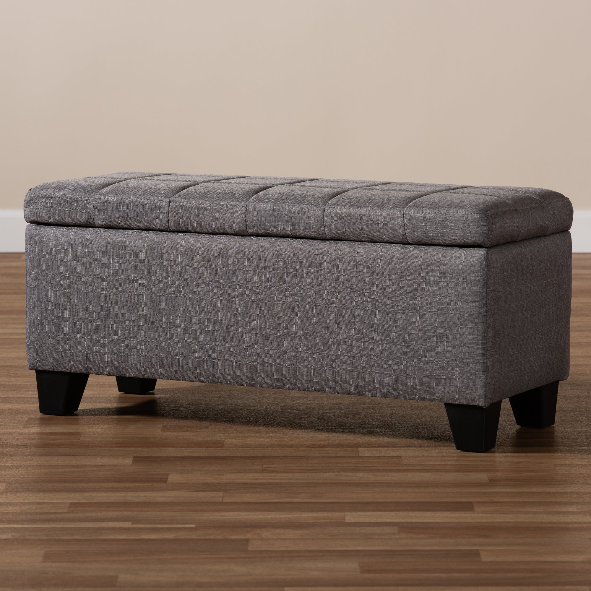 Baxton Studio Fera Modern and Contemporary Gray Fabric Upholstered Storage Ottoman