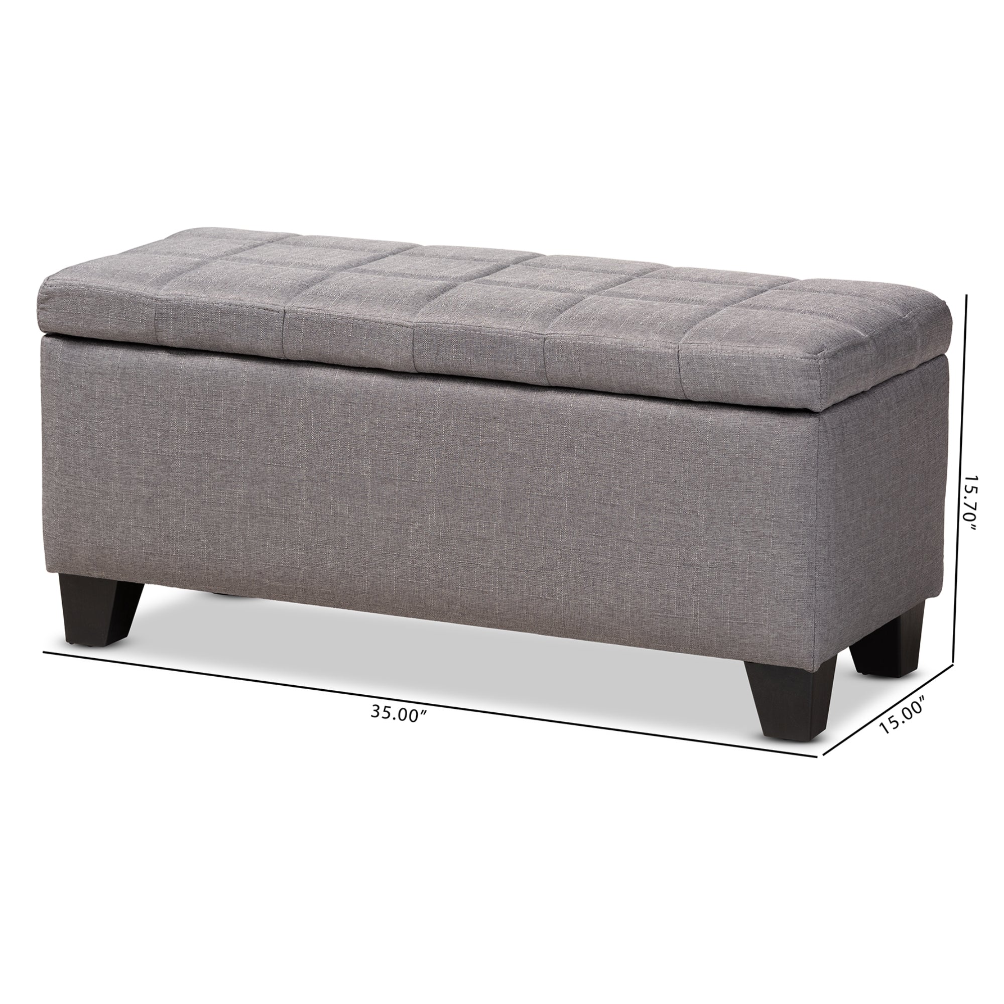 Baxton Studio Fera Modern and Contemporary Gray Fabric Upholstered Storage Ottoman