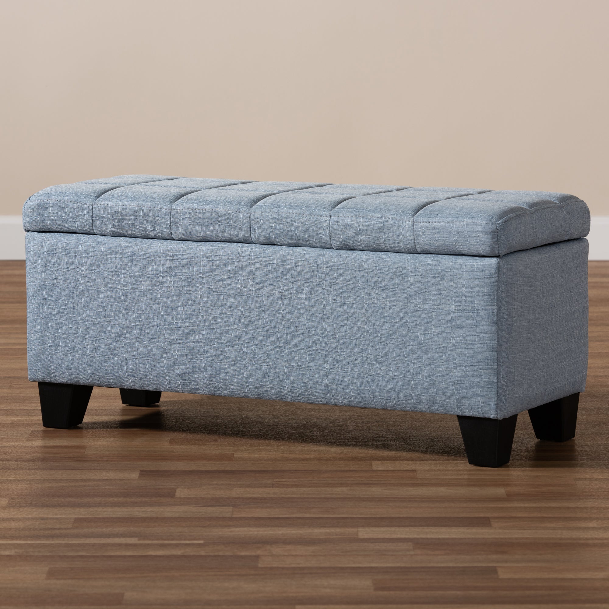 Baxton Studio Fera Modern and Contemporary Light Blue Fabric Upholstered Storage Ottoman
