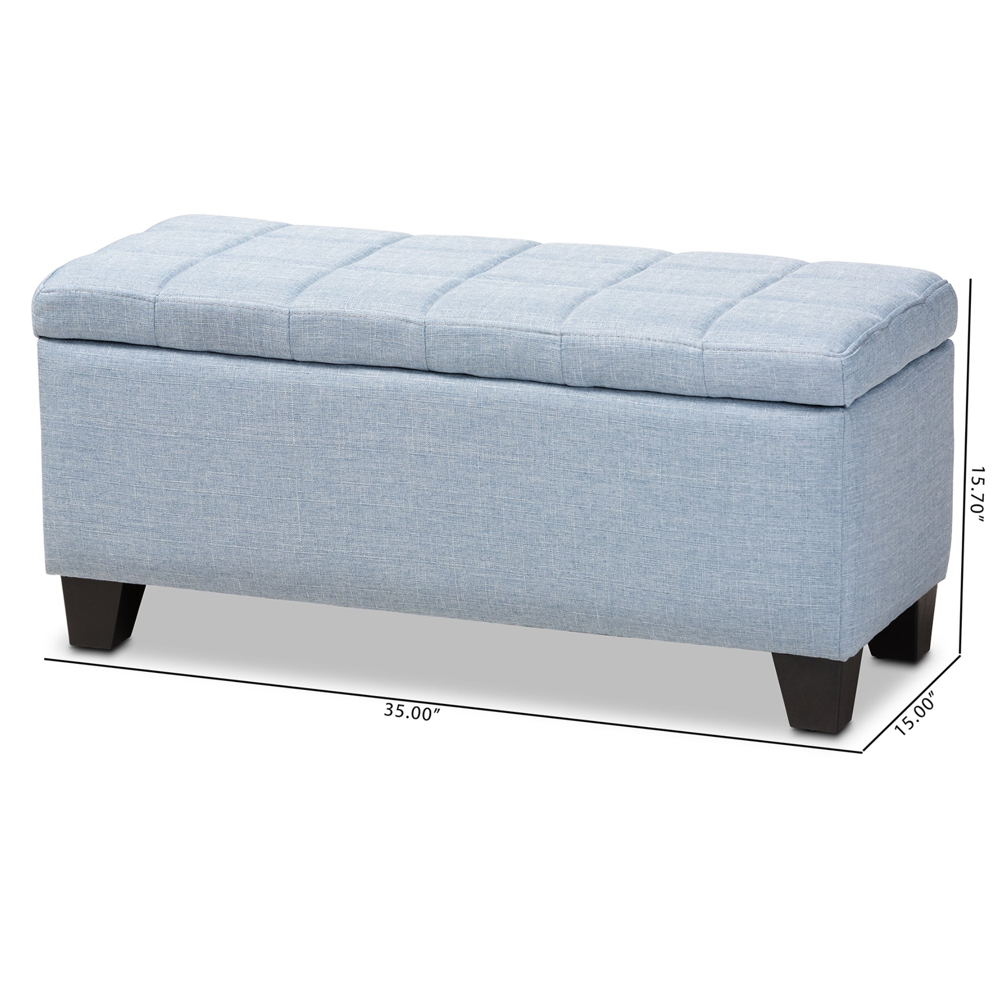Baxton Studio Fera Modern and Contemporary Light Blue Fabric Upholstered Storage Ottoman