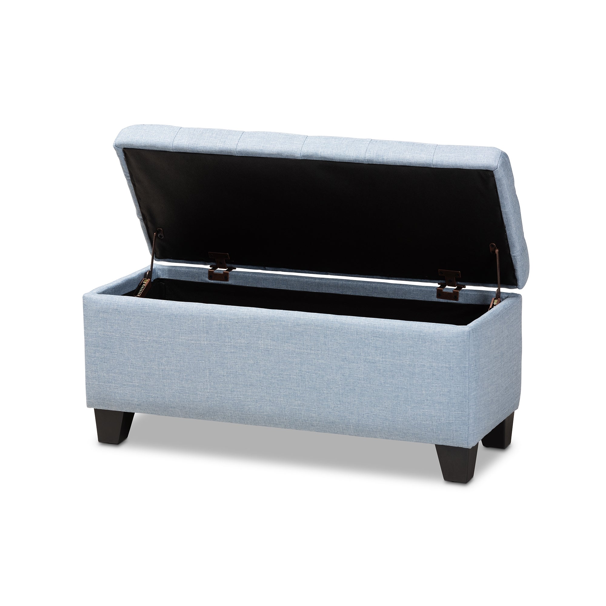 Baxton Studio Fera Modern and Contemporary Light Blue Fabric Upholstered Storage Ottoman