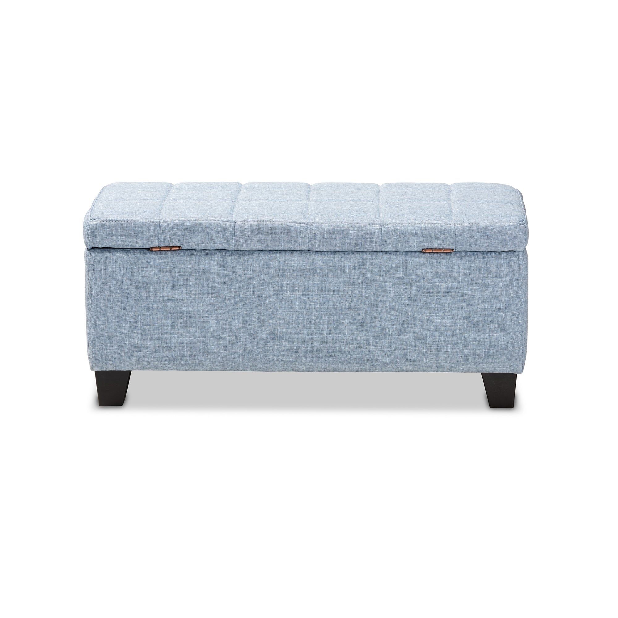 Baxton Studio Fera Modern and Contemporary Light Blue Fabric Upholstered Storage Ottoman