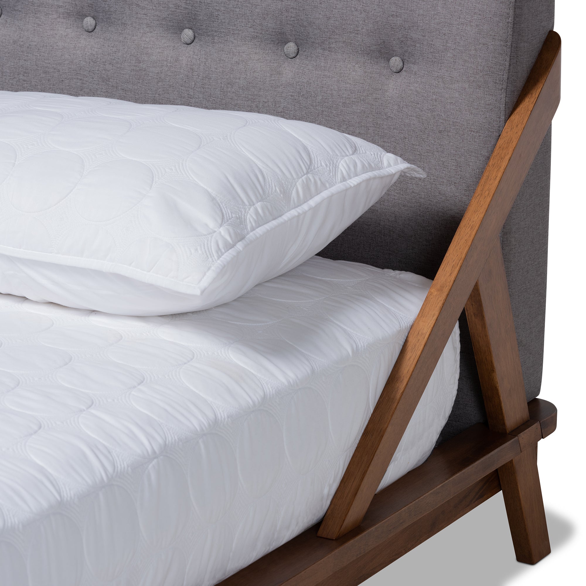 Baxton Studio Sante Mid-Century Modern Grey Fabric Upholstered Wood King Size Platform Bed