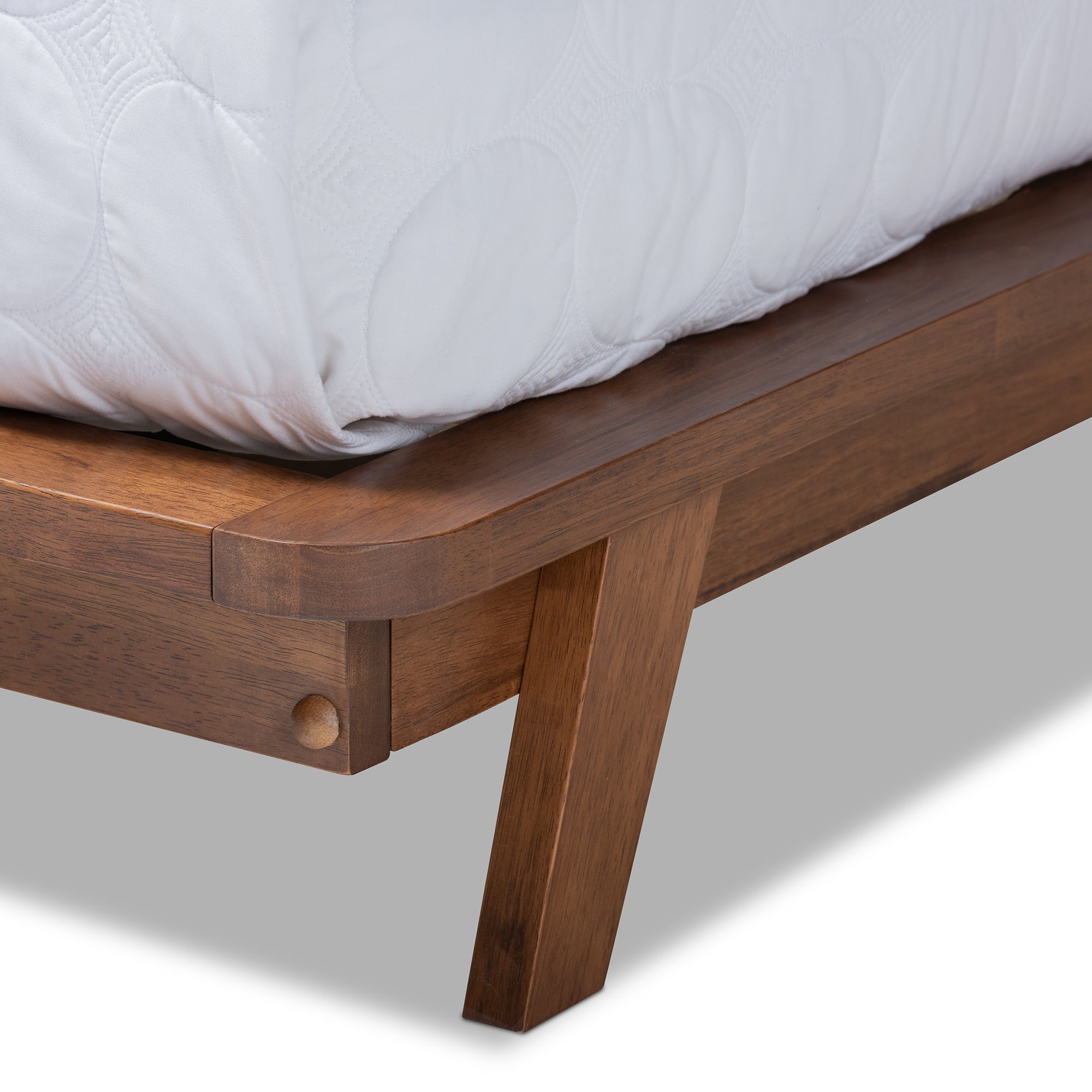 Baxton Studio Sante Mid-Century Modern Light Beige Fabric Upholstered Wood King Size Platform Bed