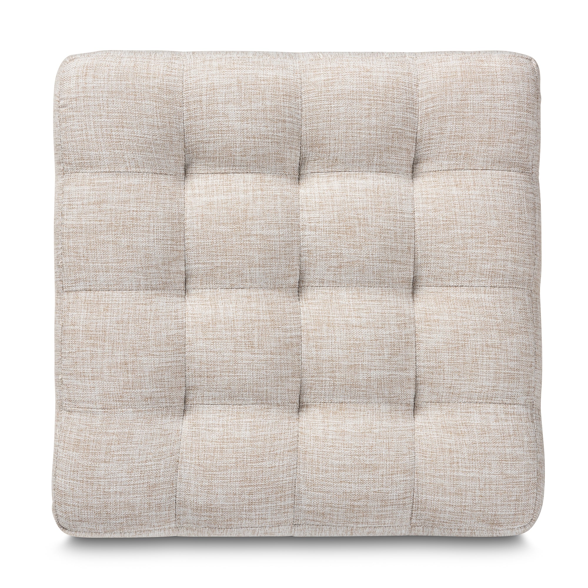Baxton Studio Elladio Modern and Contemporary Beige Fabric Upholstered Tufted Cube Ottoman (Set of 2)
