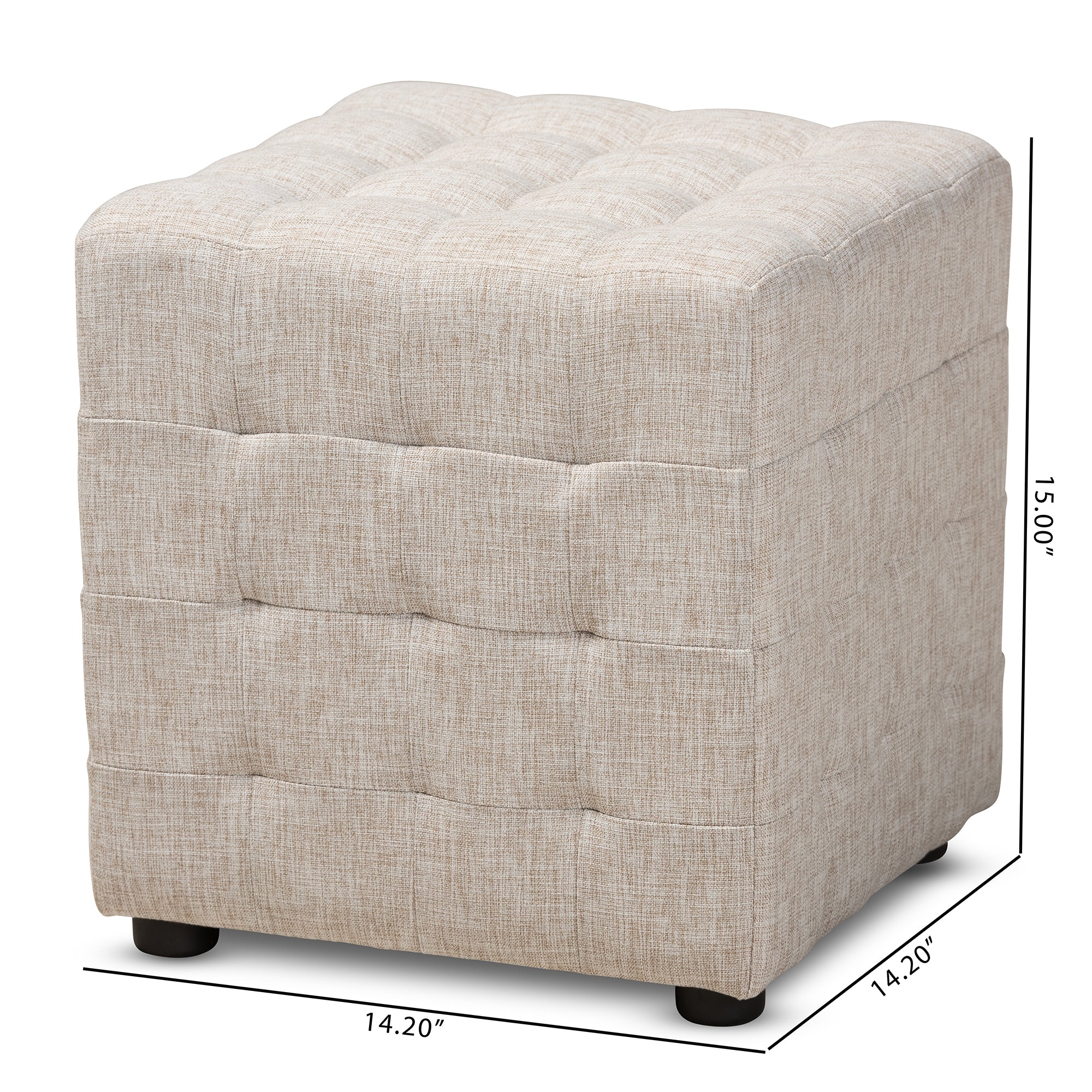 Baxton Studio Elladio Modern and Contemporary Beige Fabric Upholstered Tufted Cube Ottoman (Set of 2)