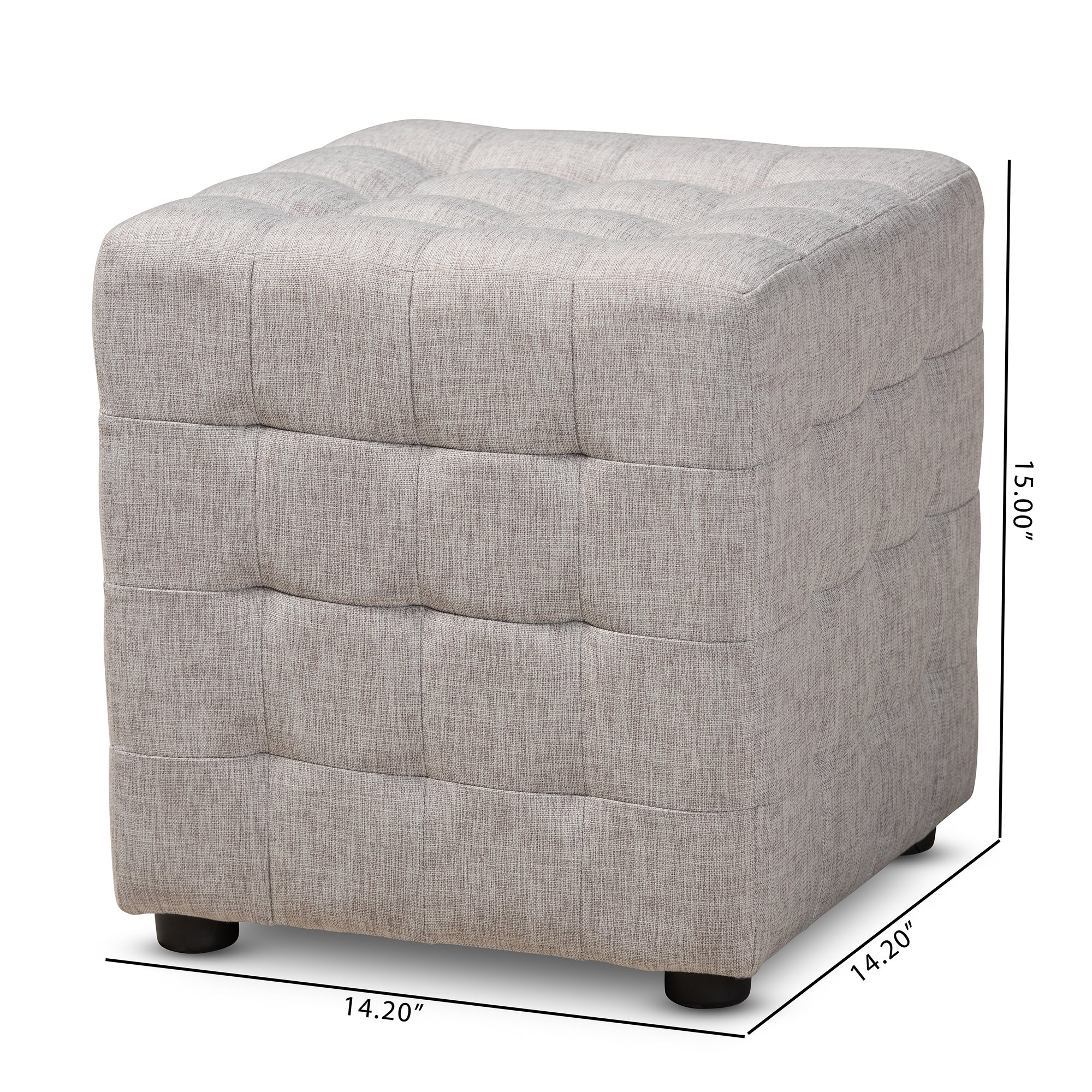 Baxton Studio Elladio Modern and Contemporary Greyish Beige Fabric Upholstered Tufted Cube Ottoman (Set of 2)