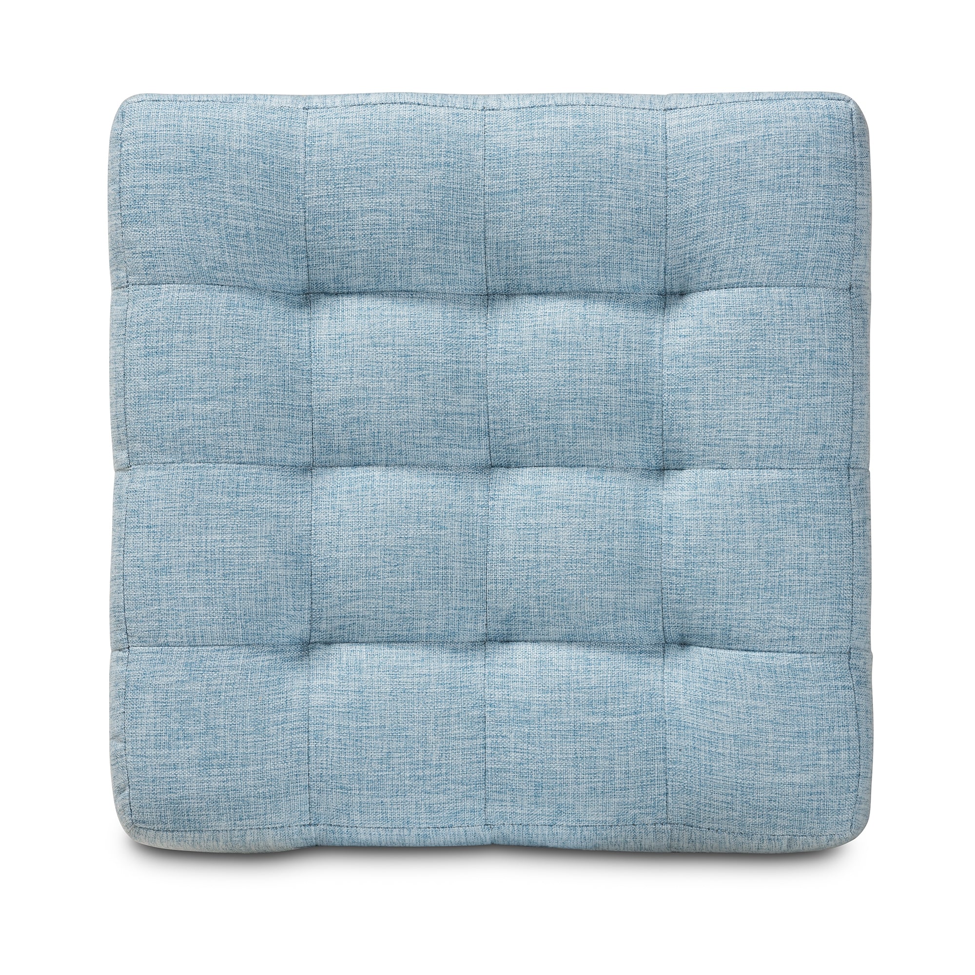 Baxton Studio Elladio Modern and Contemporary Light Blue Fabric Upholstered Tufted Cube Ottoman (Set of 2)