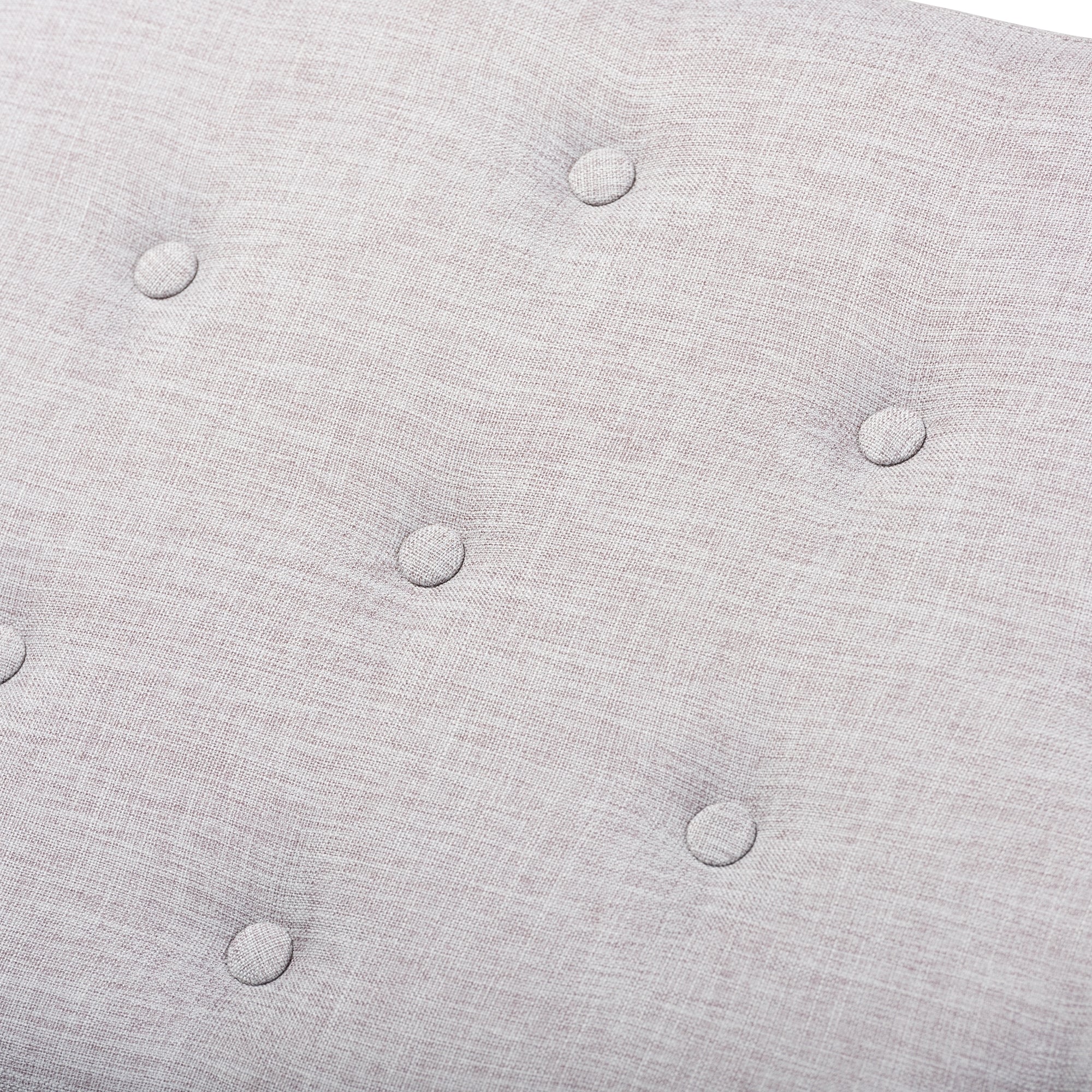 Baxton Studio Linus Mid-Century Modern Greyish Beige Fabric Upholstered and Button Tufted Wood Bench
