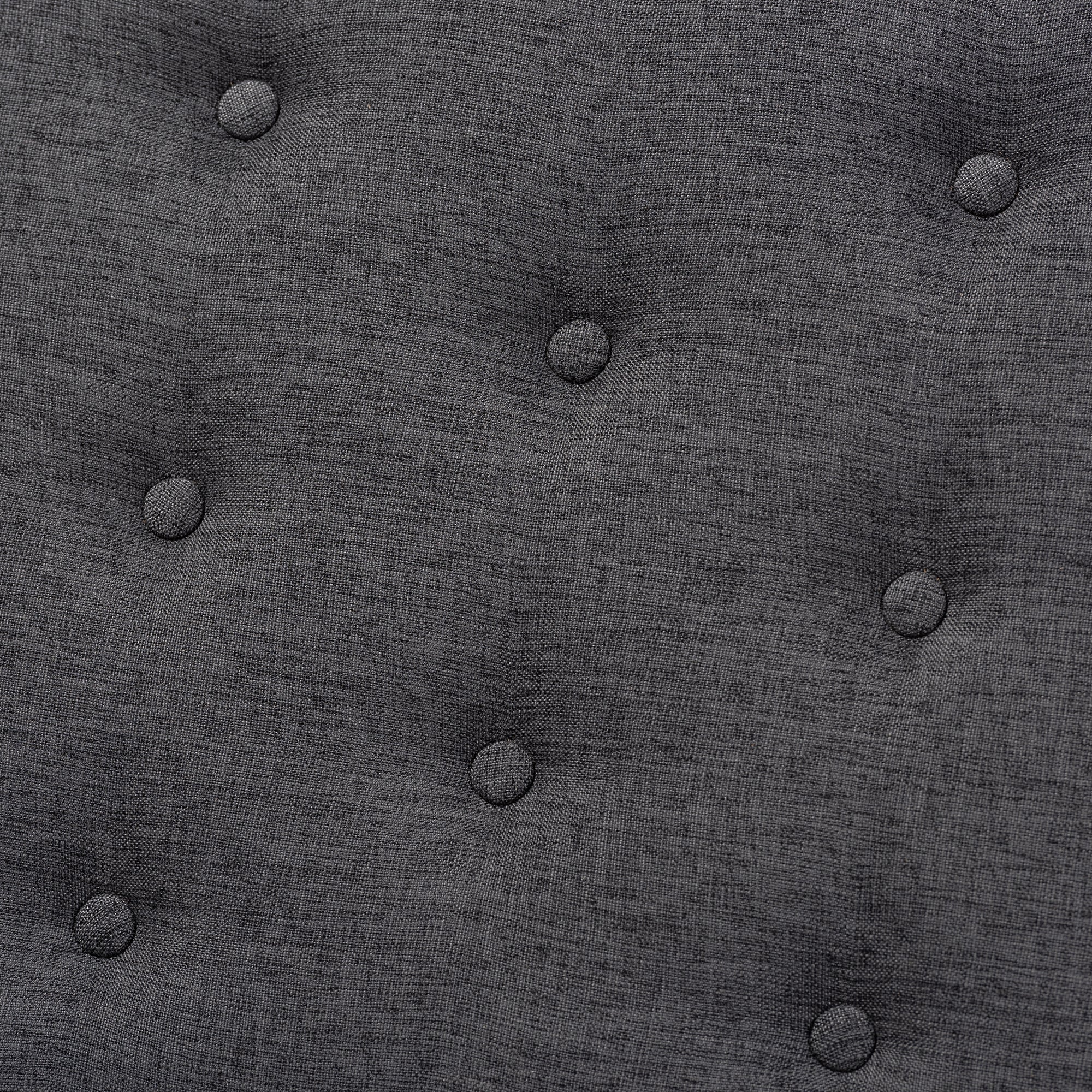 Baxton Studio Linus Mid-Century Modern Dark Grey Fabric Upholstered and Button Tufted Wood Bench