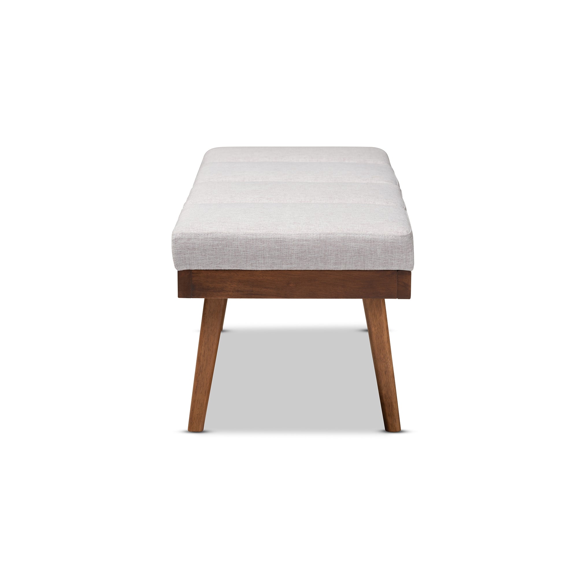 Baxton Studio Larisa Mid-Century Modern Grayish Beige Fabric Upholstered Wood Bench