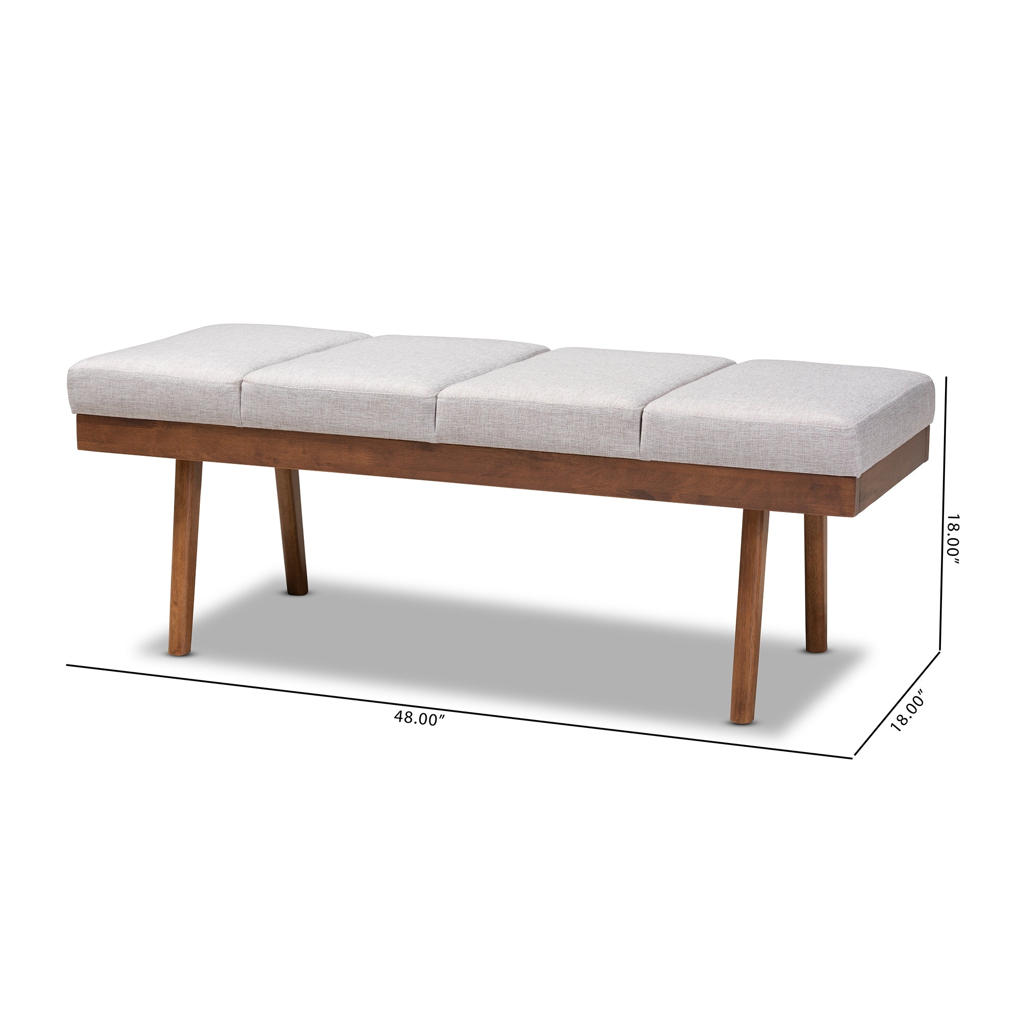 Baxton Studio Larisa Mid-Century Modern Grayish Beige Fabric Upholstered Wood Bench