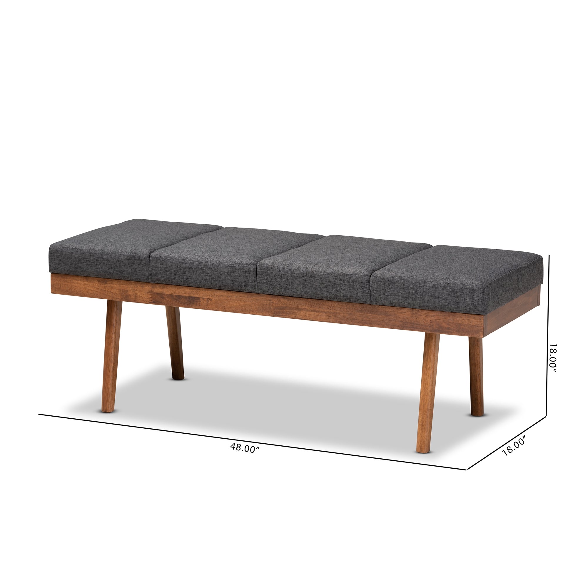 Baxton Studio Larisa Mid-Century Modern Charcoal Fabric Upholstered Wood Bench