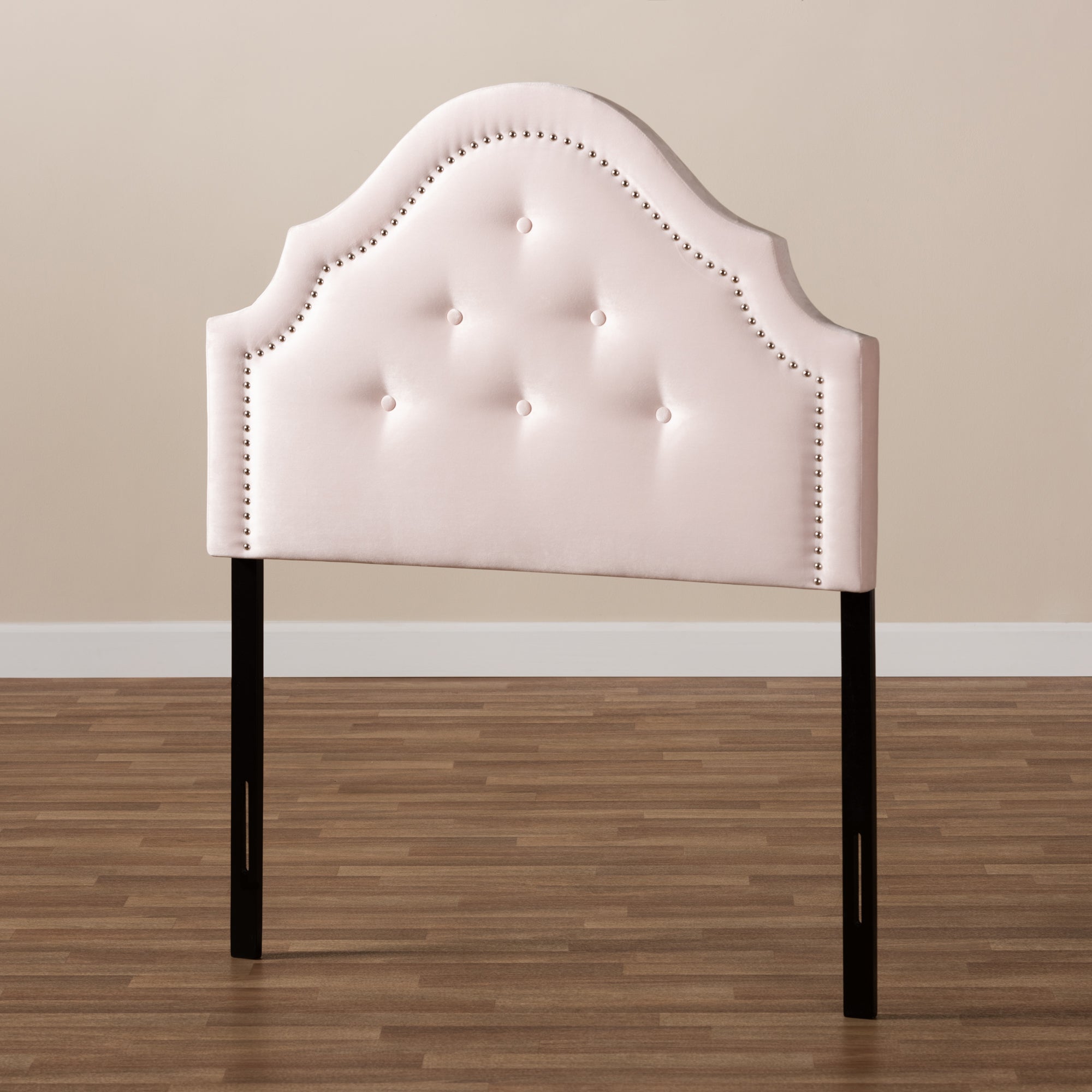 Baxton Studio Cora Modern and Contemporary Light Pink Velvet Fabric Upholstered Twin Size Headboard