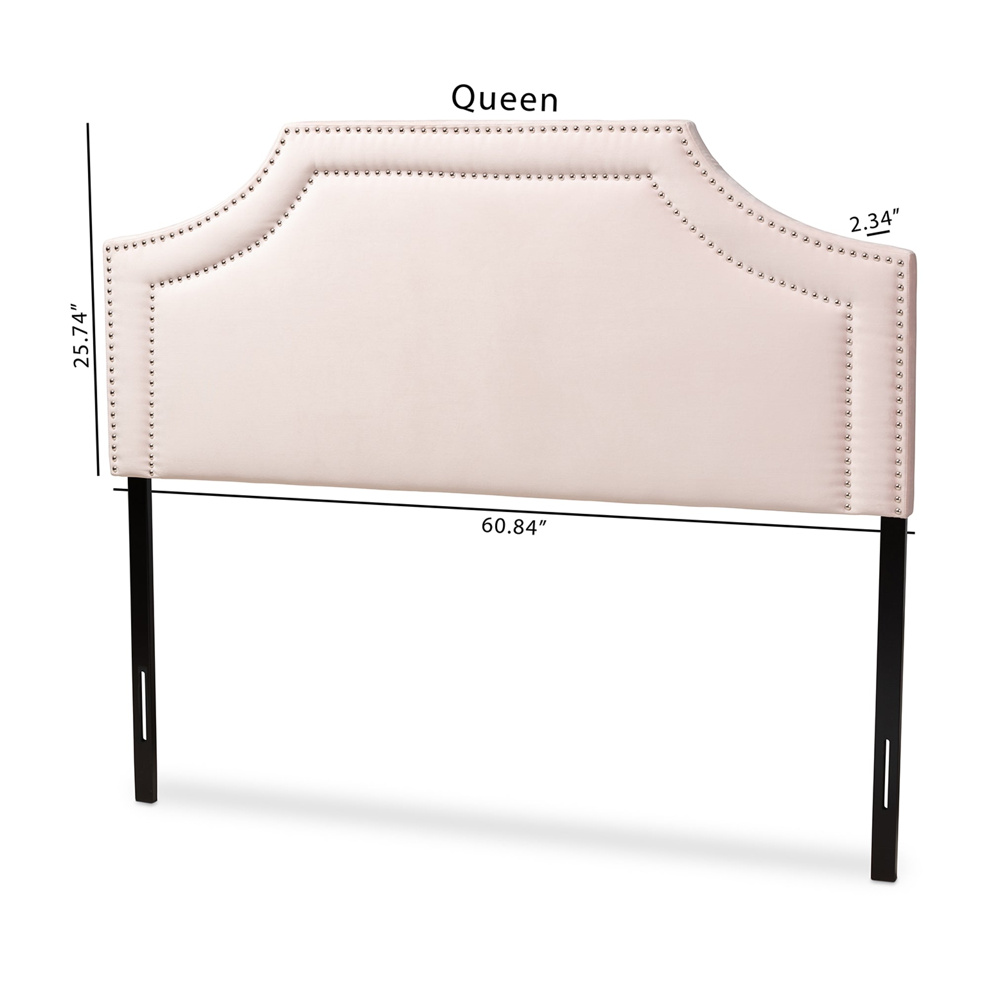 Baxton Studio Avignon Modern and Contemporary Light Pink Velvet Fabric Upholstered Queen Size Headboard
