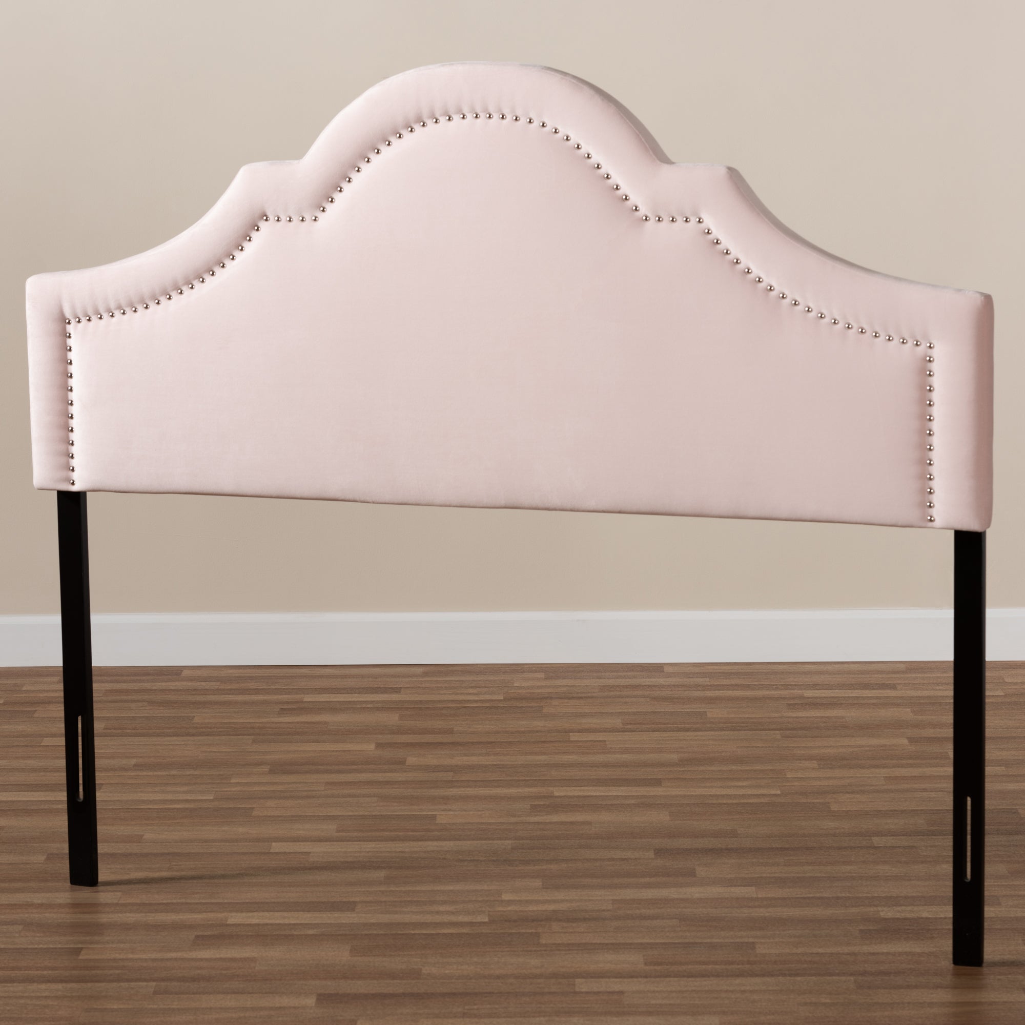 Baxton Studio Rita Modern and Contemporary Light Pink Velvet Fabric Upholstered Queen Size Headboard