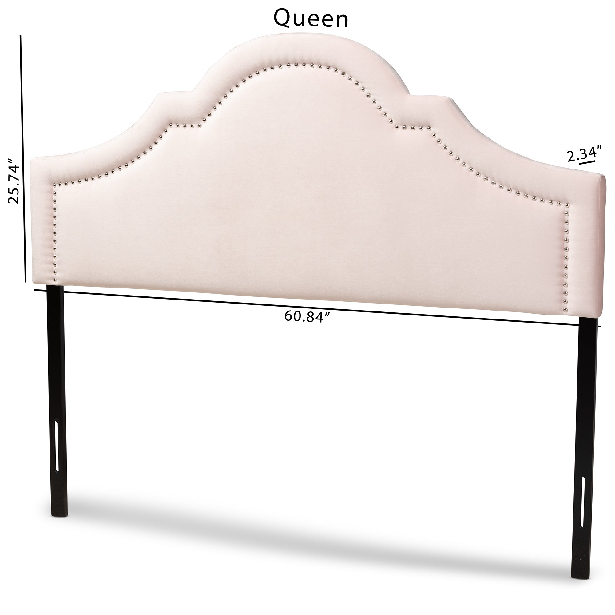 Baxton Studio Rita Modern and Contemporary Light Pink Velvet Fabric Upholstered Queen Size Headboard