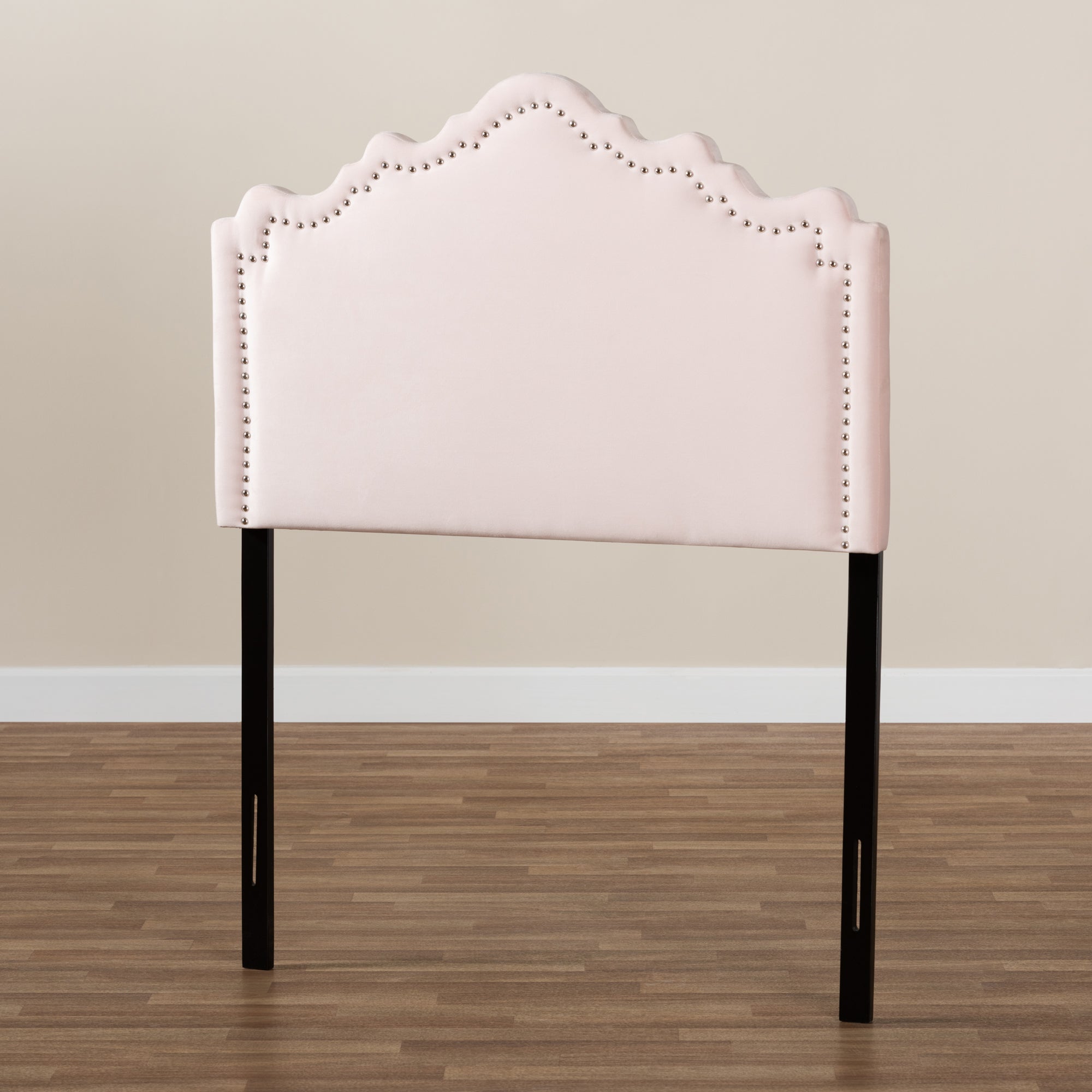 Baxton Studio Nadeen Modern and Contemporary Light Pink Velvet Fabric Upholstered Twin Size Headboard