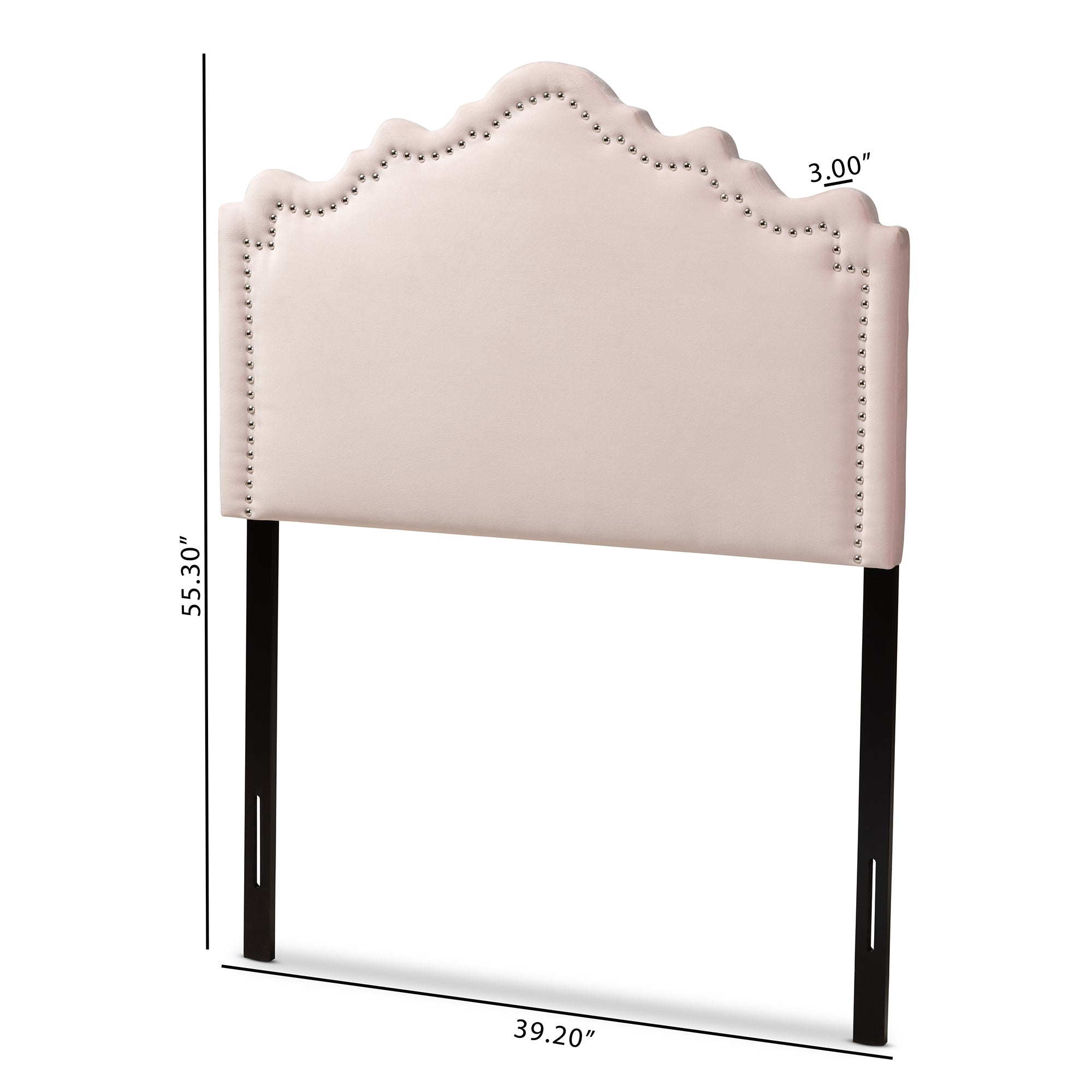 Baxton Studio Nadeen Modern and Contemporary Light Pink Velvet Fabric Upholstered Twin Size Headboard