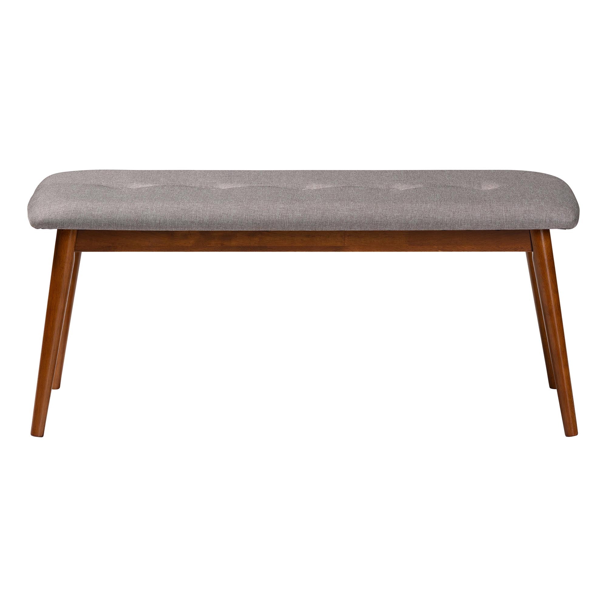 Baxton Studio Flora II Mid-Century Modern Light Grey Fabric Upholstered Medium Oak Finished Wood Dining Bench