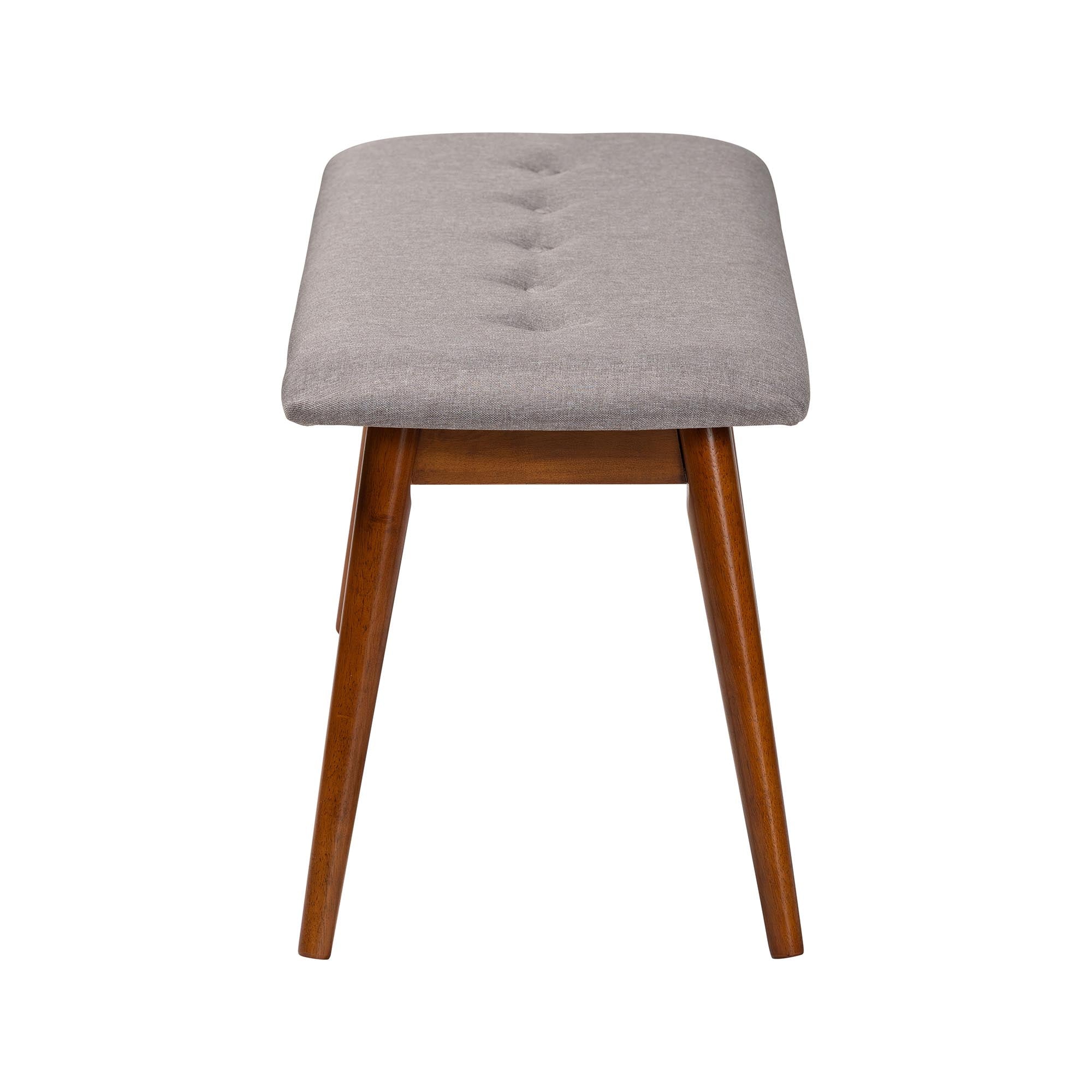 Baxton Studio Flora II Mid-Century Modern Light Grey Fabric Upholstered Medium Oak Finished Wood Dining Bench