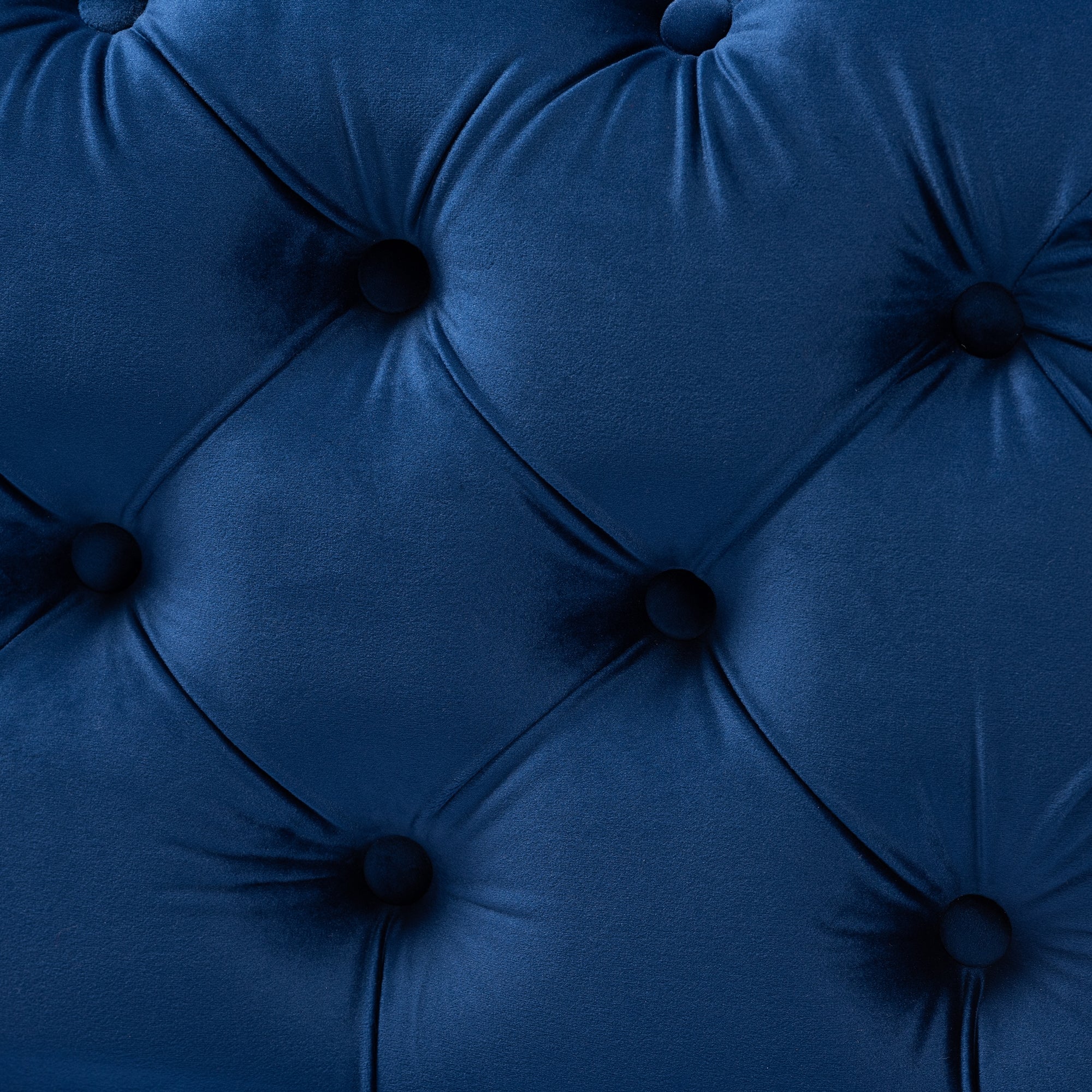 Baxton Studio Avara Glam and Luxe Royal Blue Velvet Fabric Upholstered Gold Finished Button Tufted Bench Ottoman