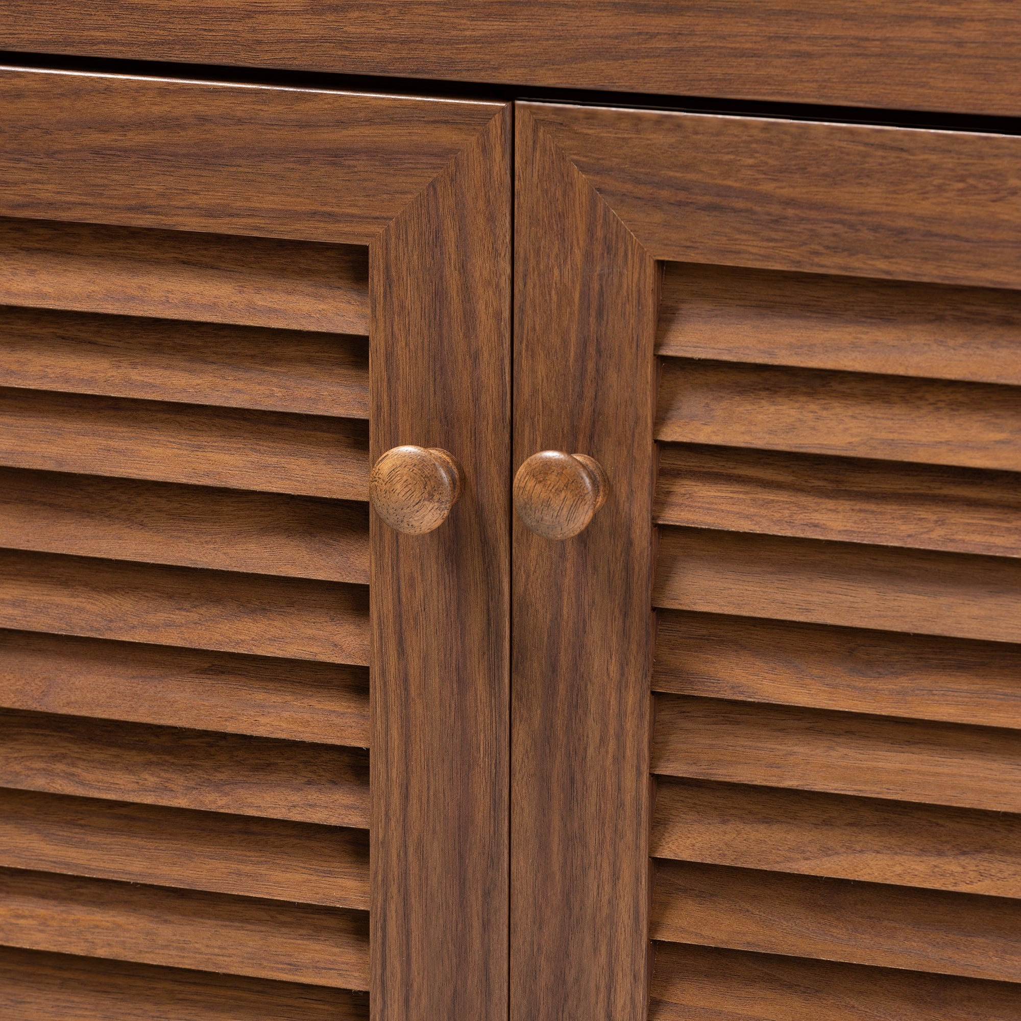 Baxton Studio Coolidge Modern and Contemporary Walnut Finished 4-Shelf Wood Shoe Storage Cabinet with Drawer