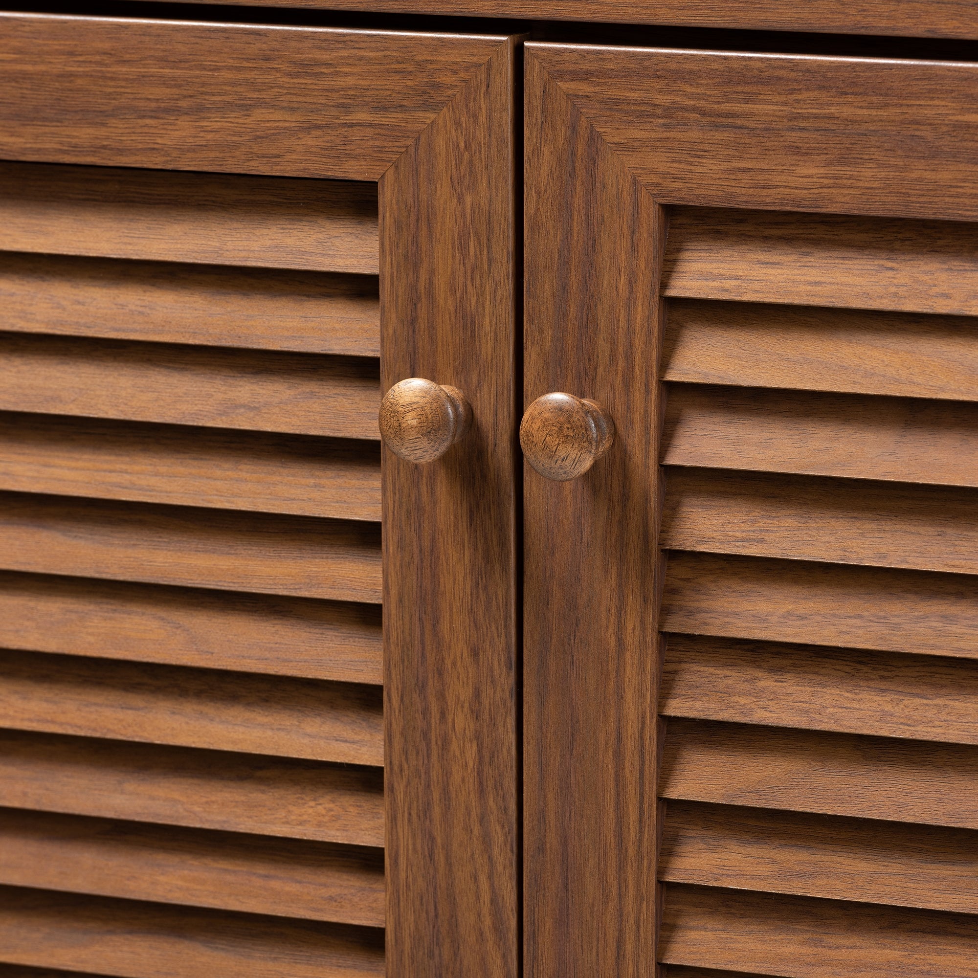 Baxton Studio Coolidge Modern and Contemporary Walnut Finished 5-Shelf Wood Shoe Storage Cabinet with Drawer