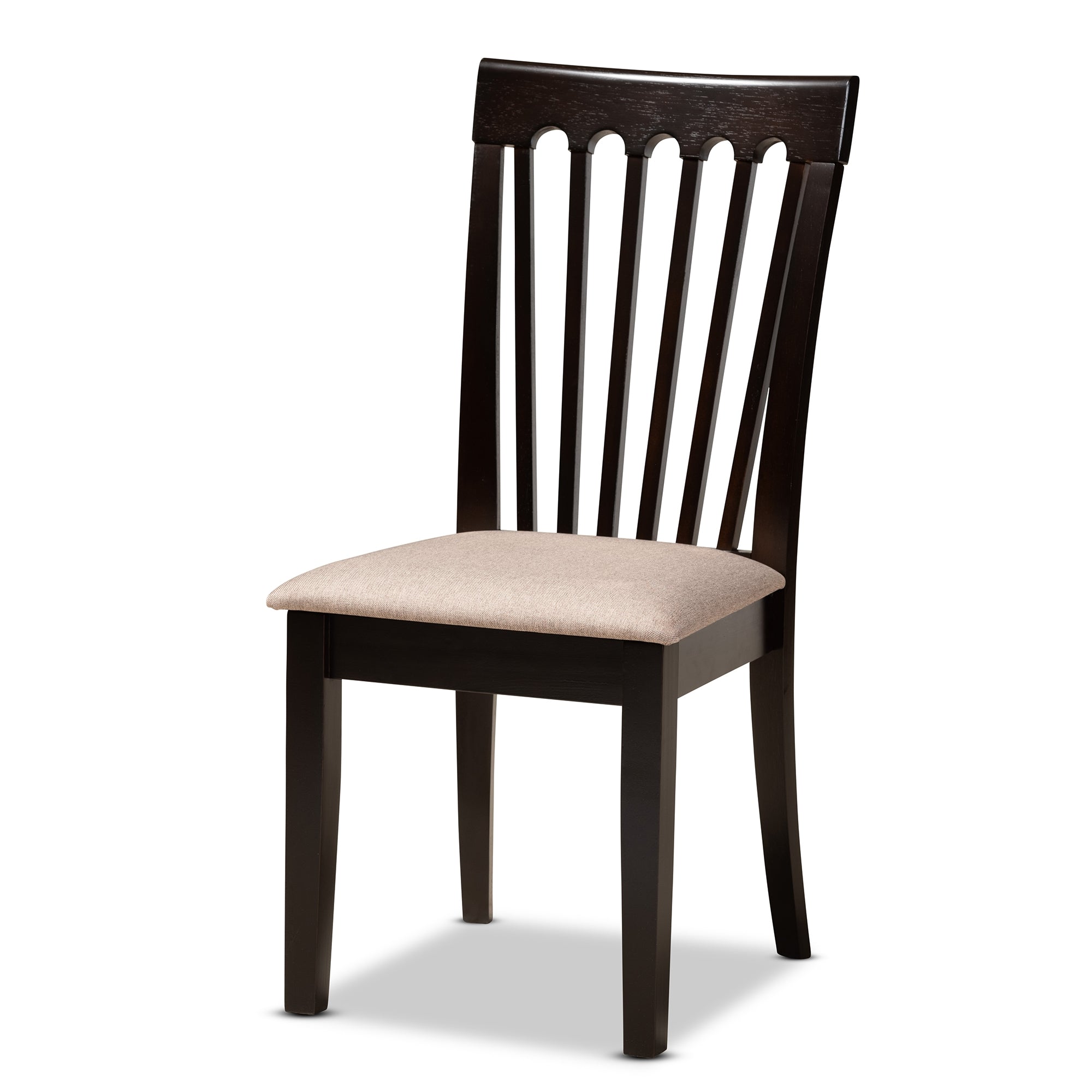 Baxton Studio Maisie Modern and Contemporary Sand Fabric Upholstered and Dark Brown Finished Wood 5-Piece Dining Set