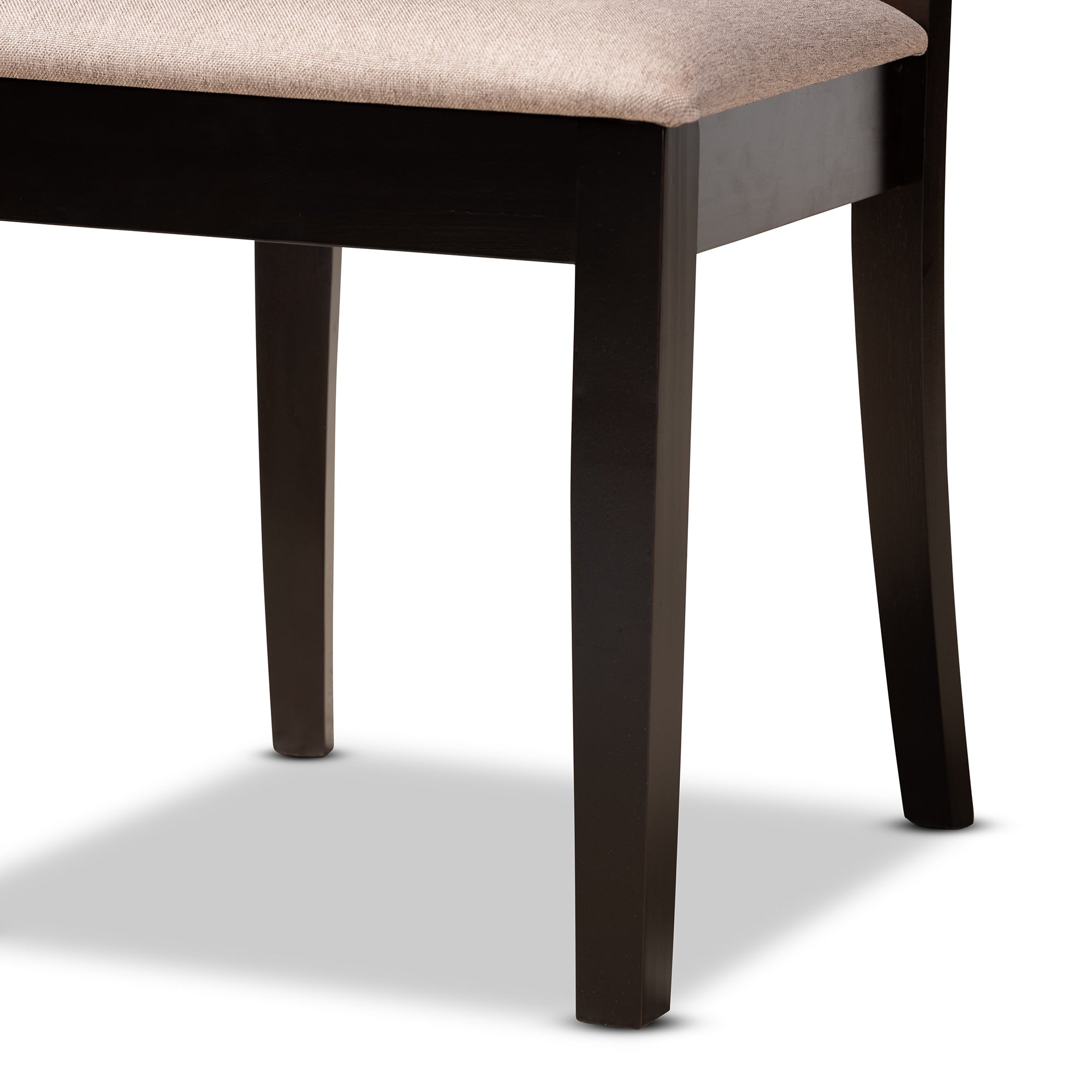 Baxton Studio Nellie Modern and Contemporary Sand Fabric Upholstered and Dark Brown Finished Wood 5-Piece Dining Set