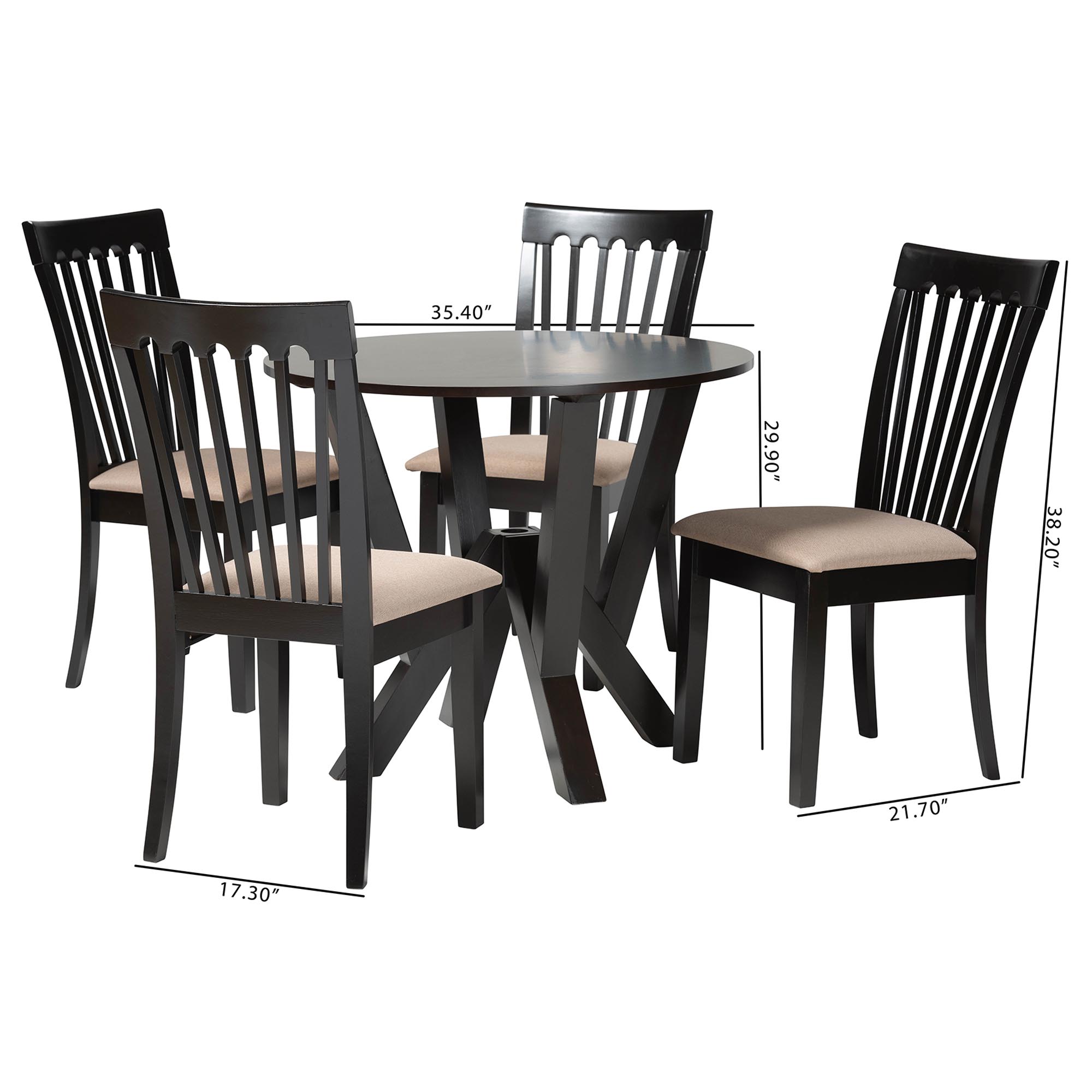 Baxton Studio Marian Modern Sand Fabric and Dark Brown Finished Wood 5-Piece Dining Set