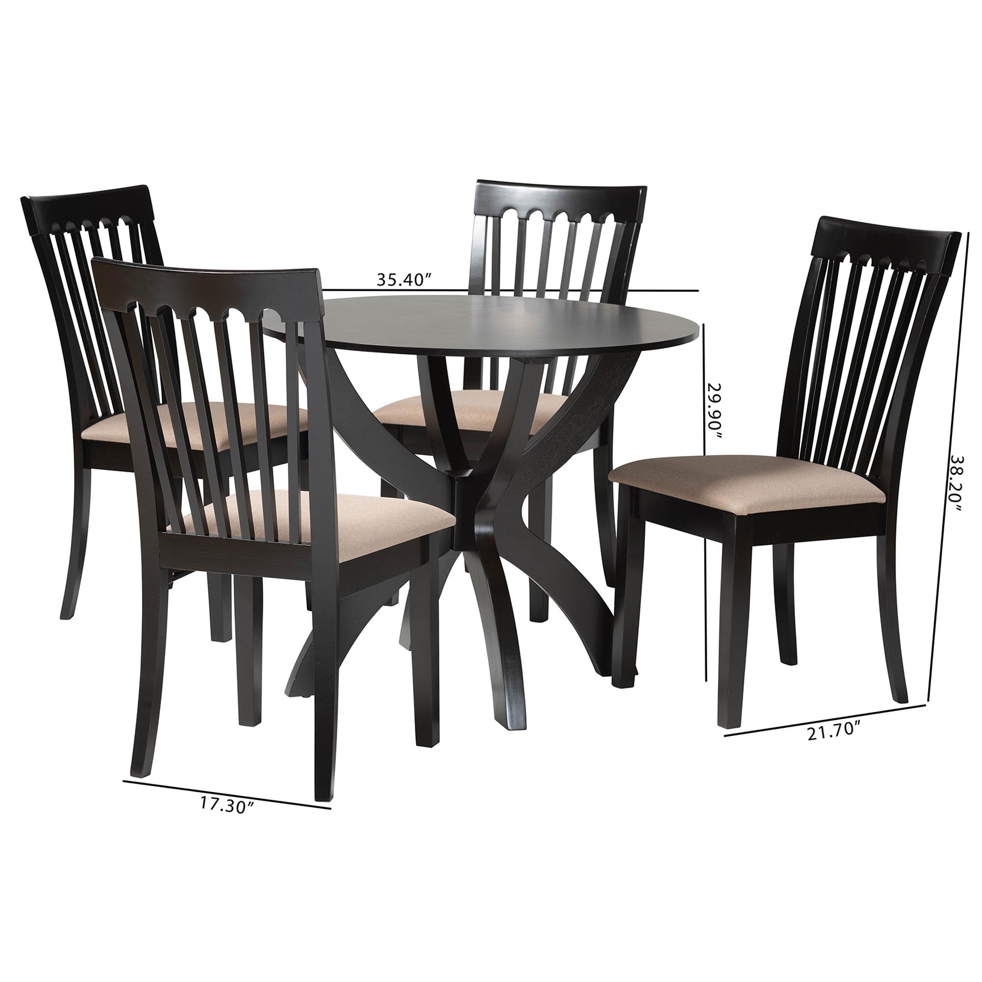 Baxton Studio Bailey Modern Sand Fabric and Dark Brown Finished Wood 5-Piece Dining Set